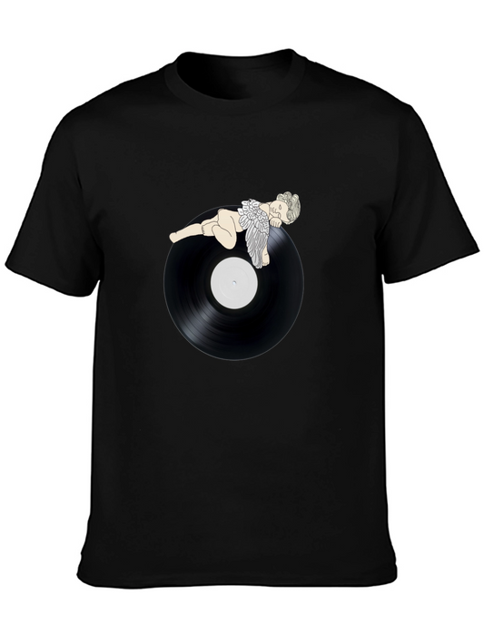 Angel On Record Black T-Shirt