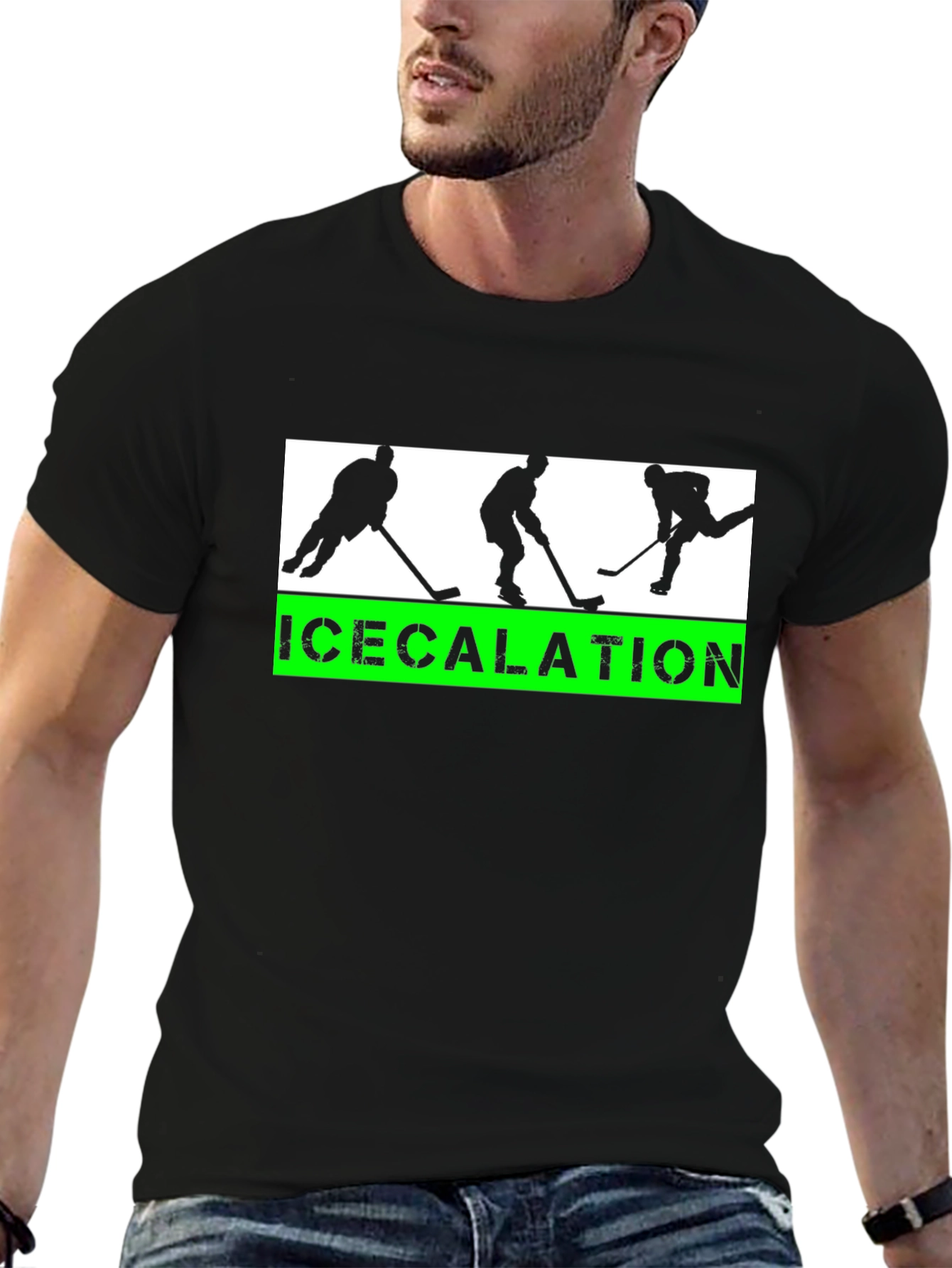 Icecalation Hockey T-Shirt - Black Graphic Tee