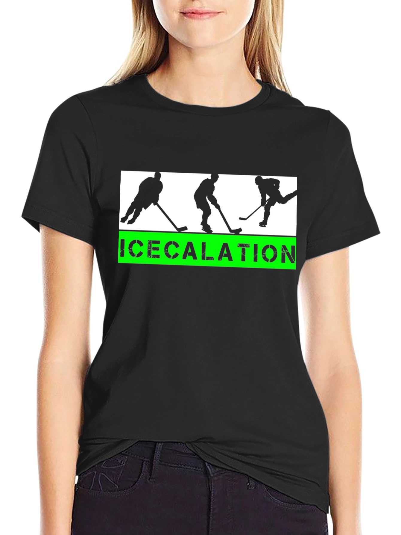 Icecalation Hockey T-Shirt - Black Graphic Tee