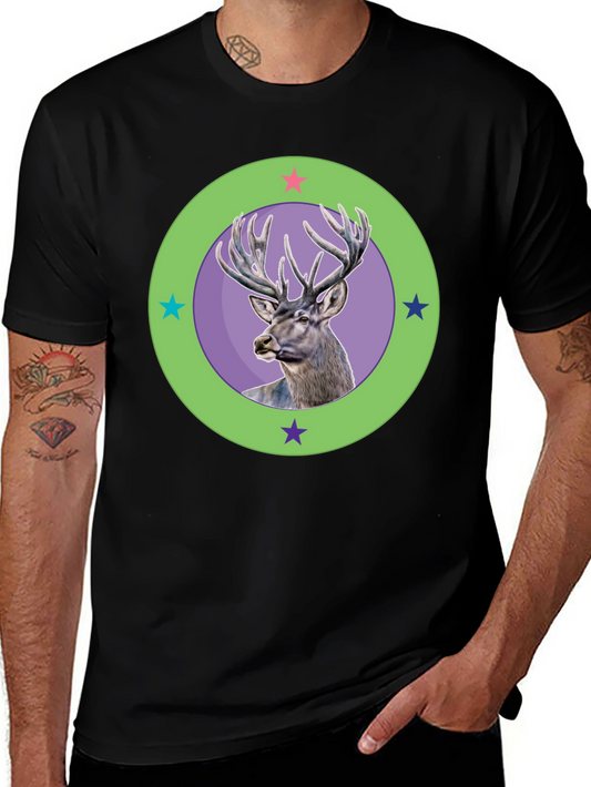 Deer Graphic Tee - Stylish Mens Black T-Shirt