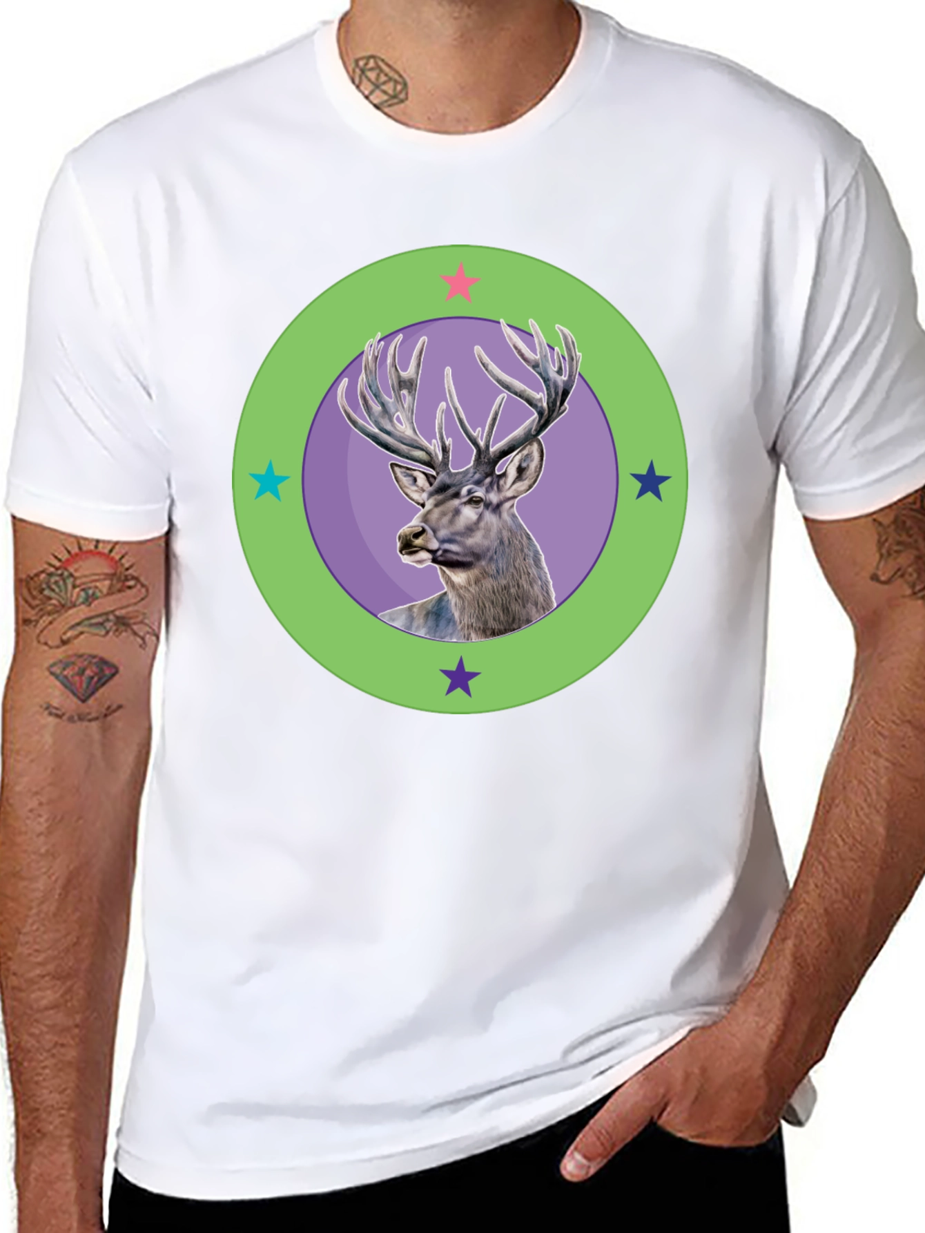 Deer Graphic Tee - Stylish Mens Black T-Shirt
