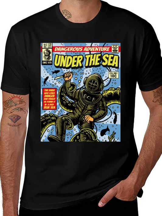 Retro Under the Sea Diver Comic Book T-Shirt