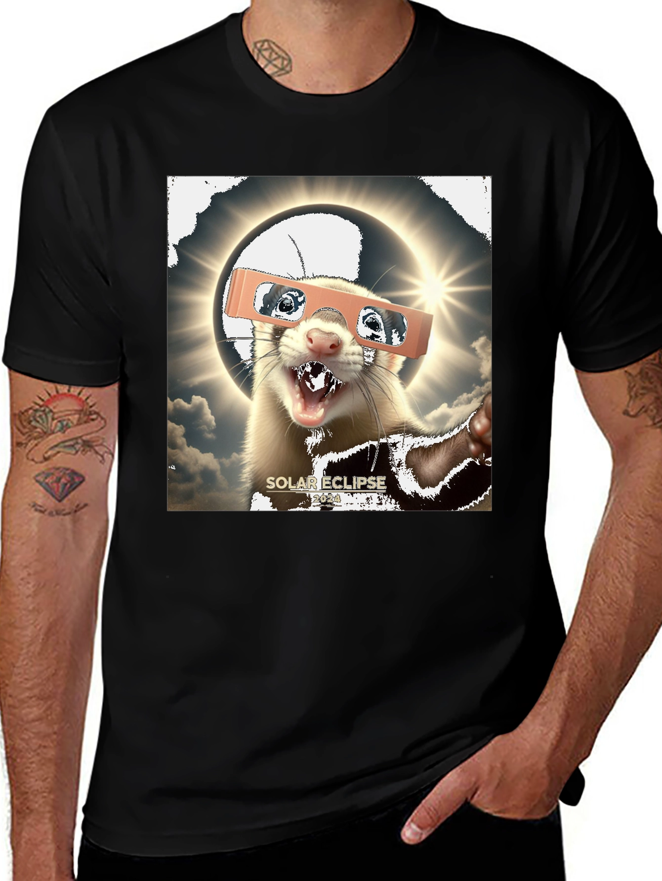 Solar Eclipse Ferret Graphic Tee