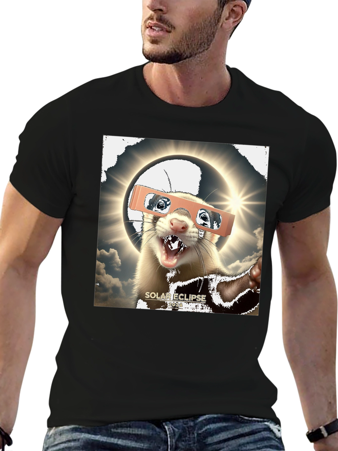Solar Eclipse Ferret Graphic Tee