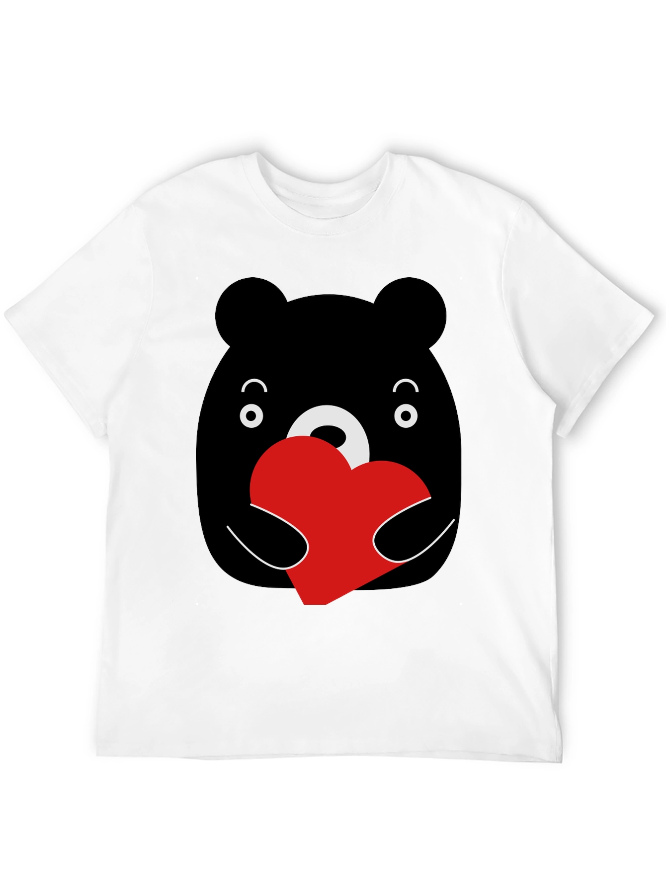 Bear Hug Heart Graphic Black T-Shirt