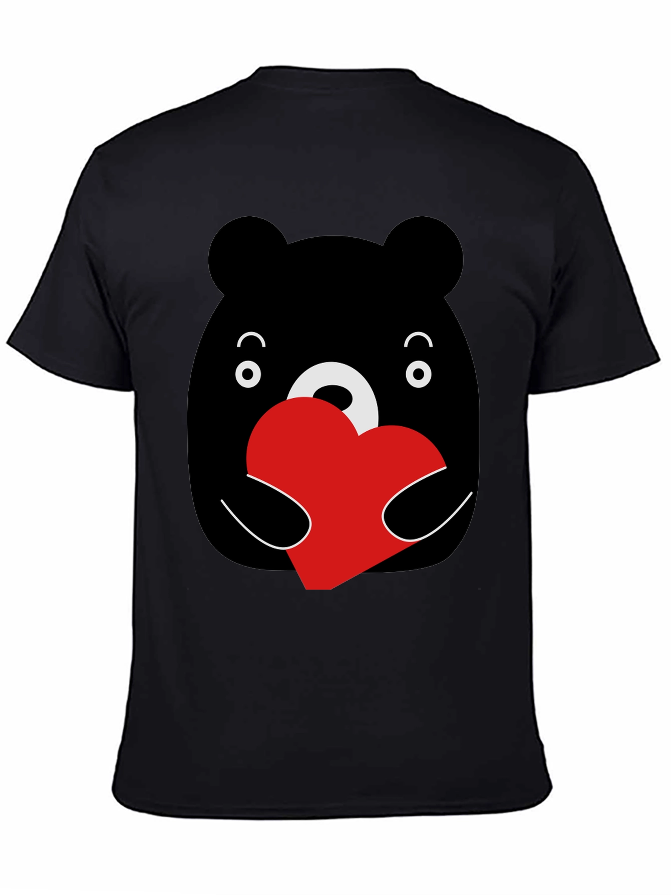 Bear Hug Heart Graphic Black T-Shirt
