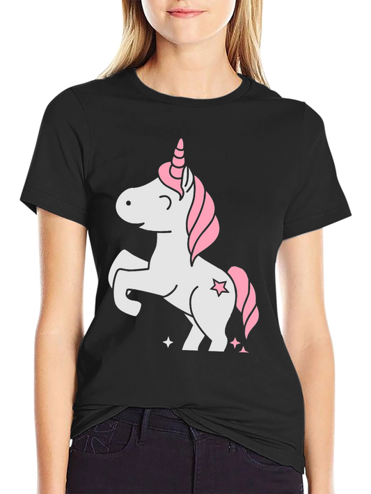 Unicorn Graphic Tee - Whimsical Black Cotton T-Shirt