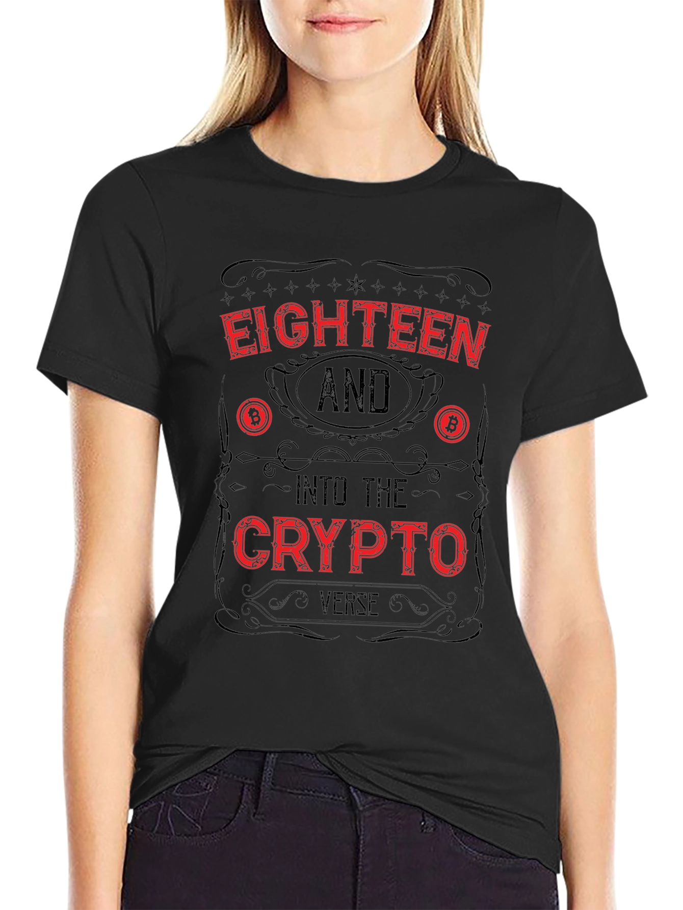 Eighteen & Into the Crypto Verse Black T-Shirt