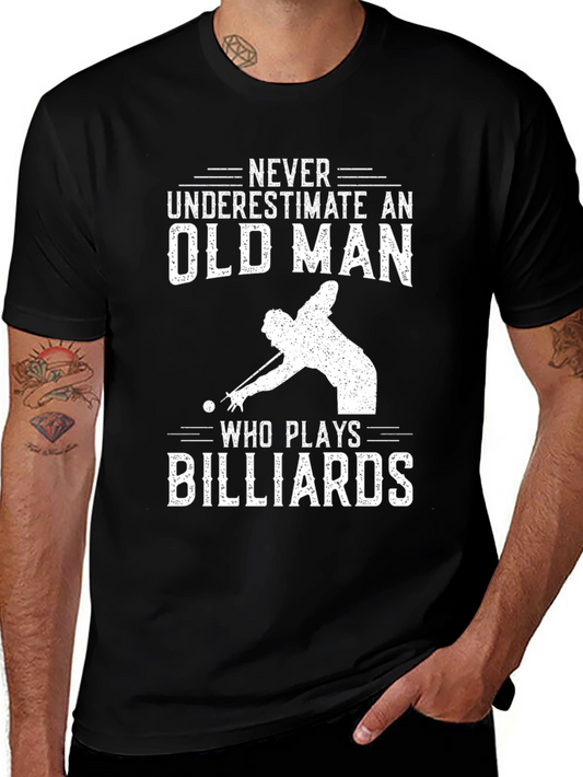 Never Underestimate Billiards Old Man T-Shirt