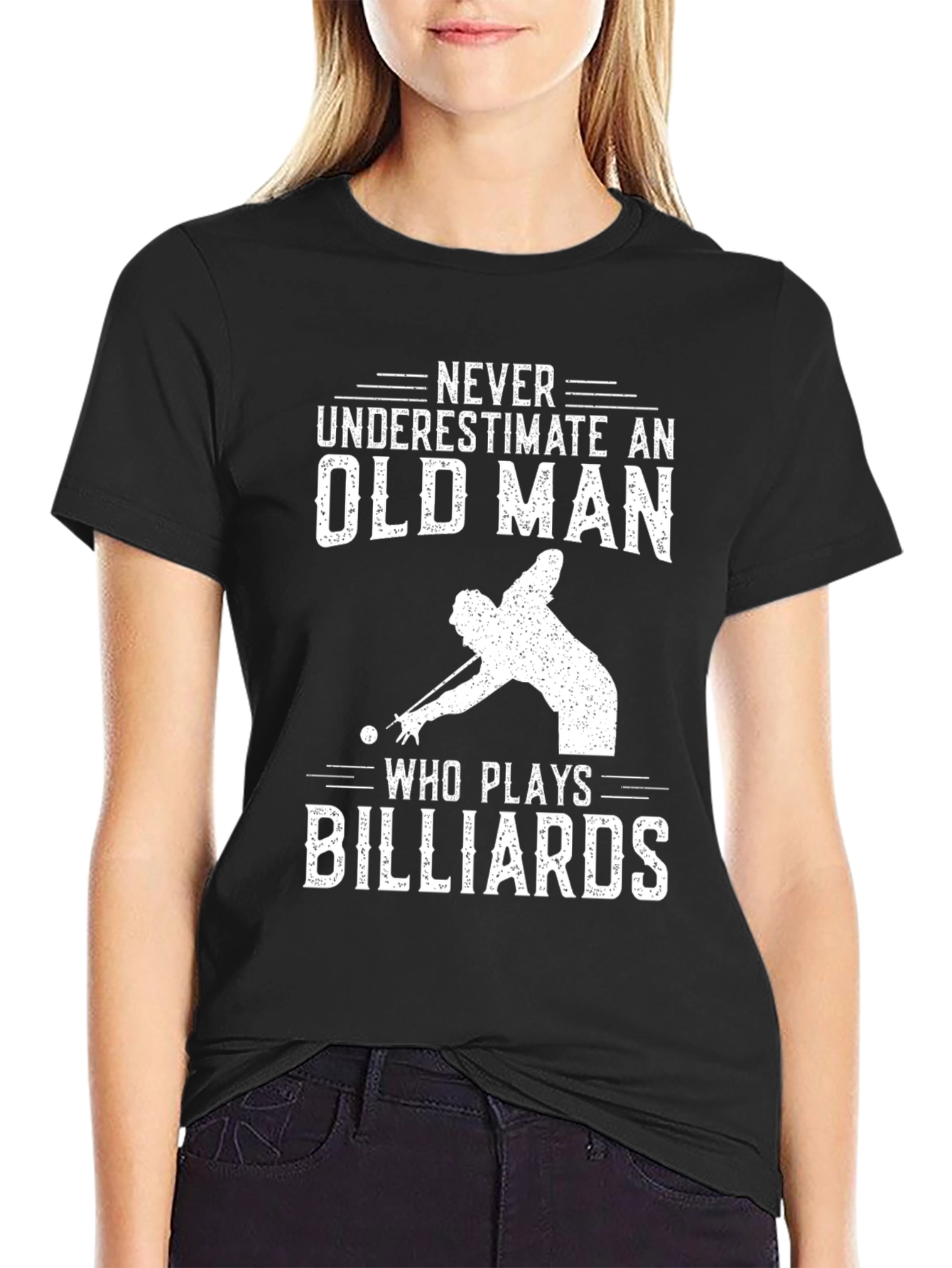 Never Underestimate Billiards Old Man T-Shirt