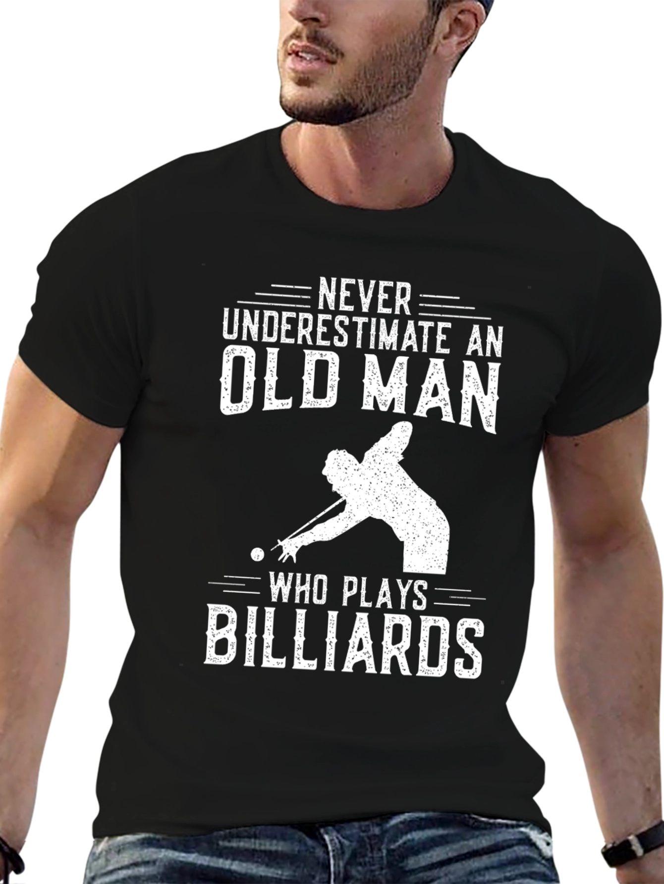 Never Underestimate Billiards Old Man T-Shirt