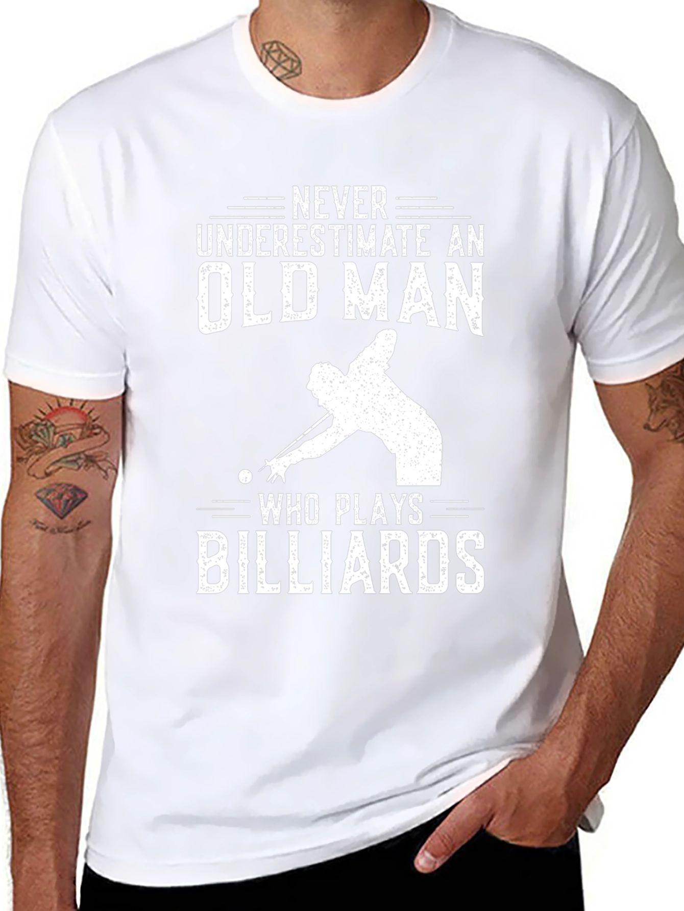 Never Underestimate Billiards Old Man T-Shirt