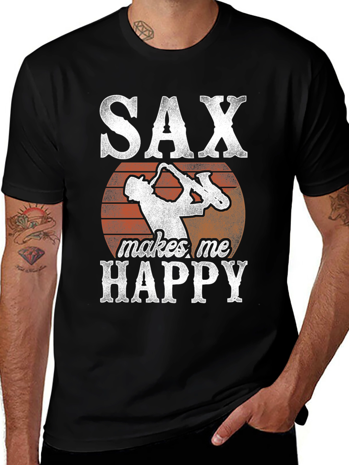 Saxophone T-Shirt: SAX makes me HAPPY Graphic Tee
