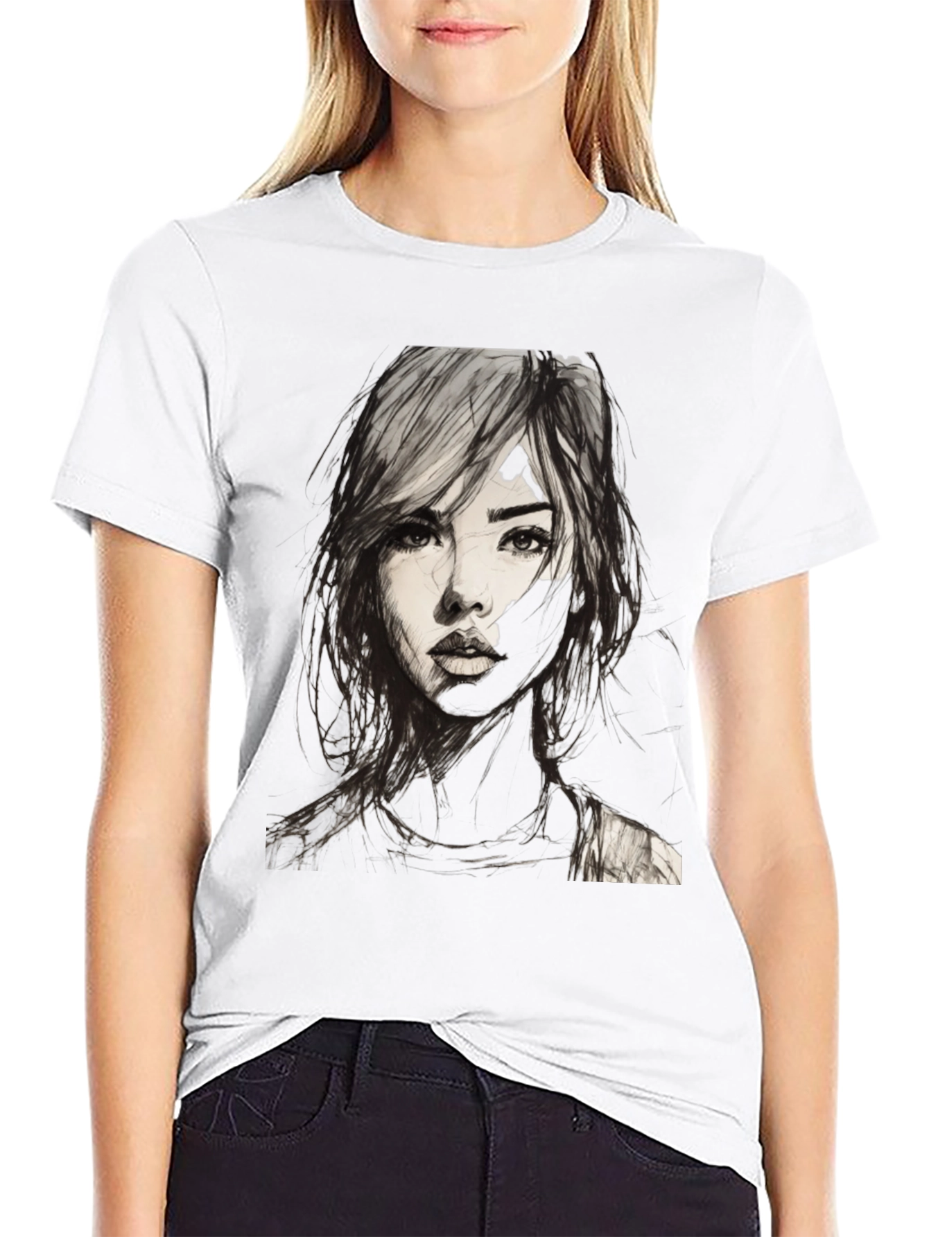Graphic Tee - Woman Portrait Black T-Shirt