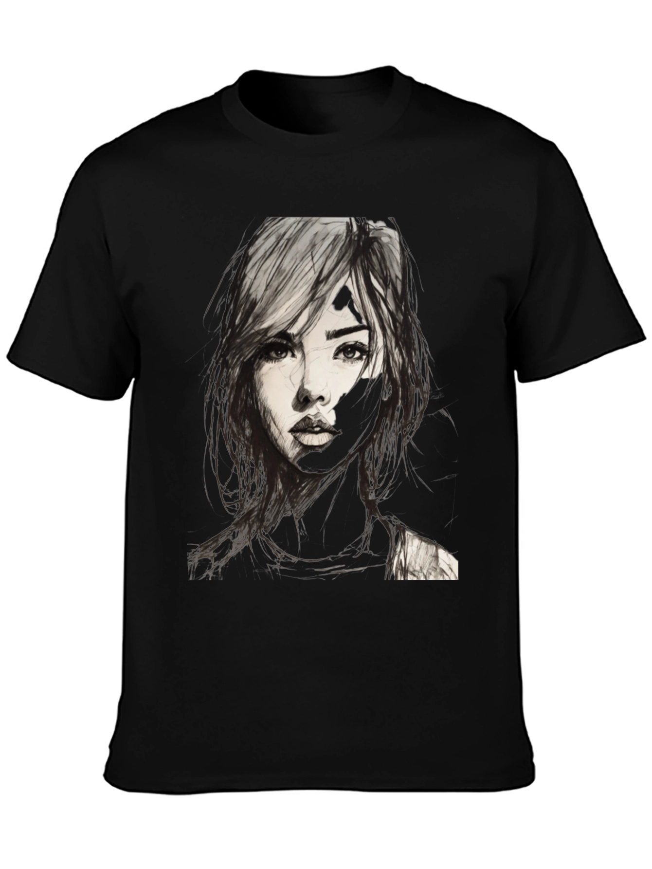 Graphic Tee - Woman Portrait Black T-Shirt