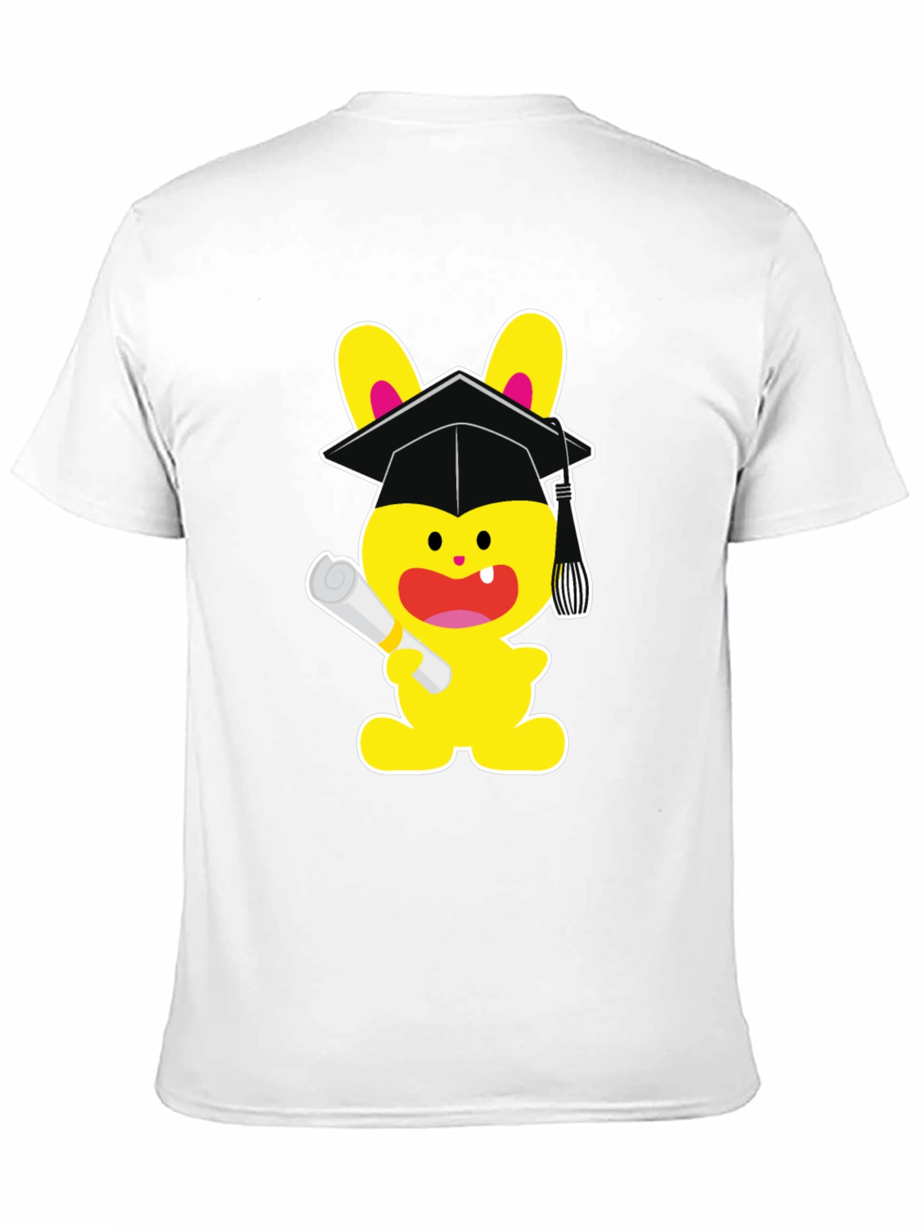 Graduation Bunny Graphic Tee - Black Cotton Blend