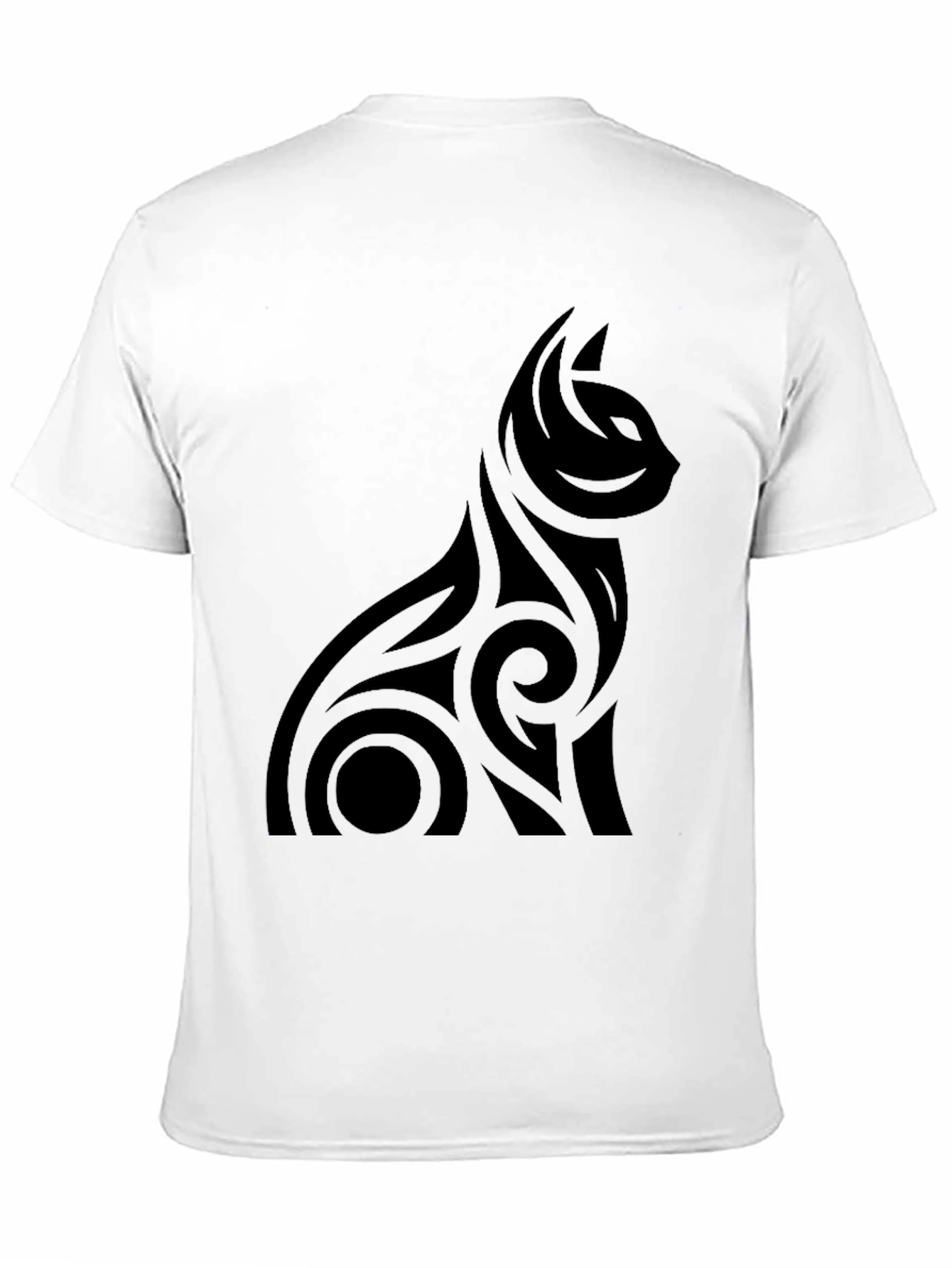 Mens Black Tribal Cat Graphic Tee