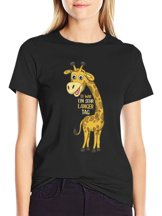 Giraffe Cartoon Black T-Shirt
