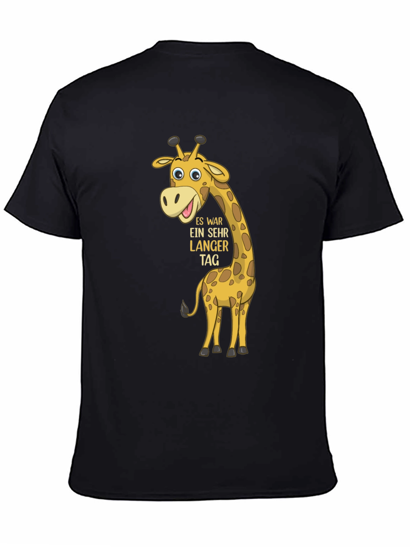 Giraffe Cartoon Black T-Shirt
