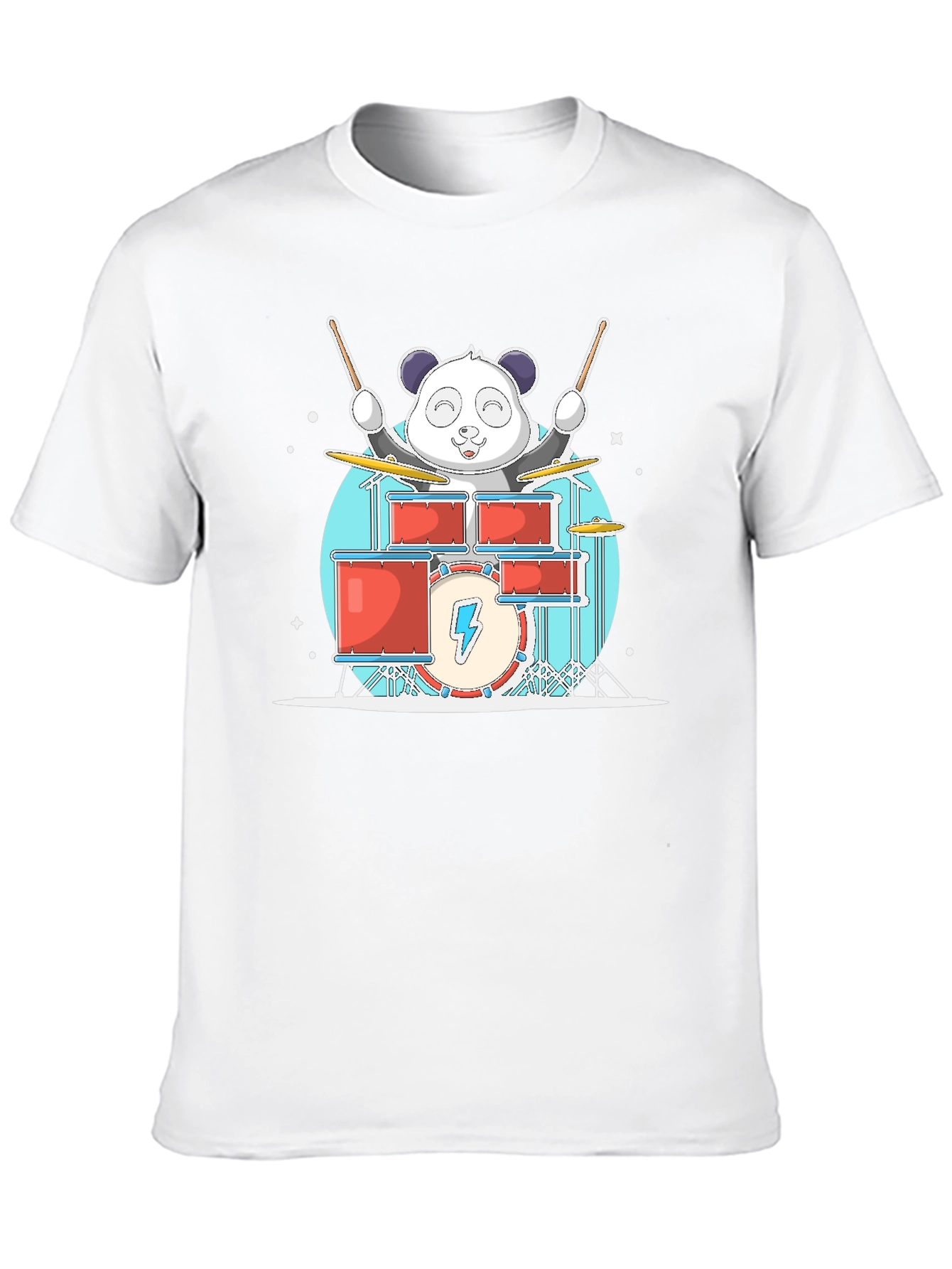 Panda Drummer T-Shirt - Black Cotton Tee
