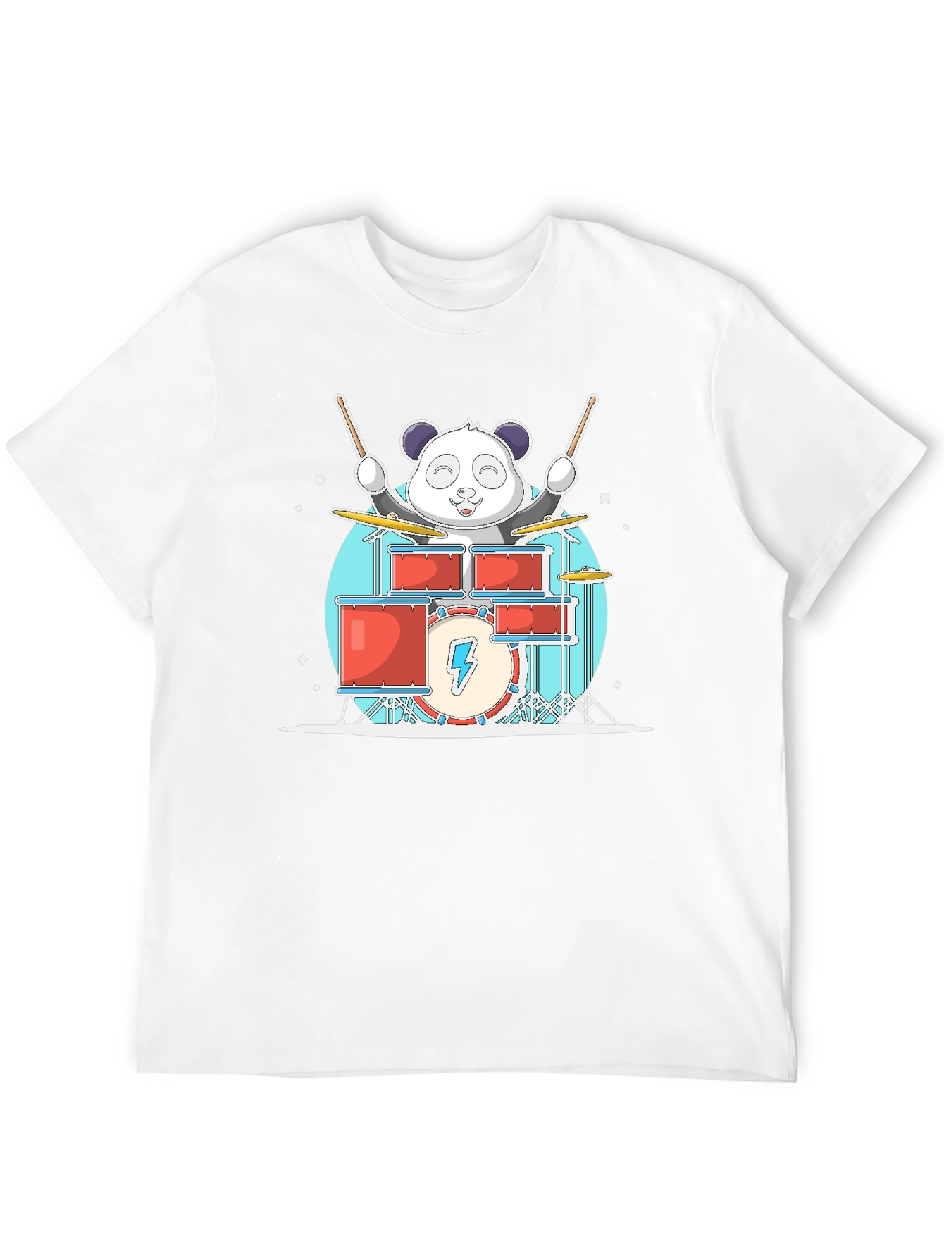 Panda Drummer T-Shirt - Black Cotton Tee