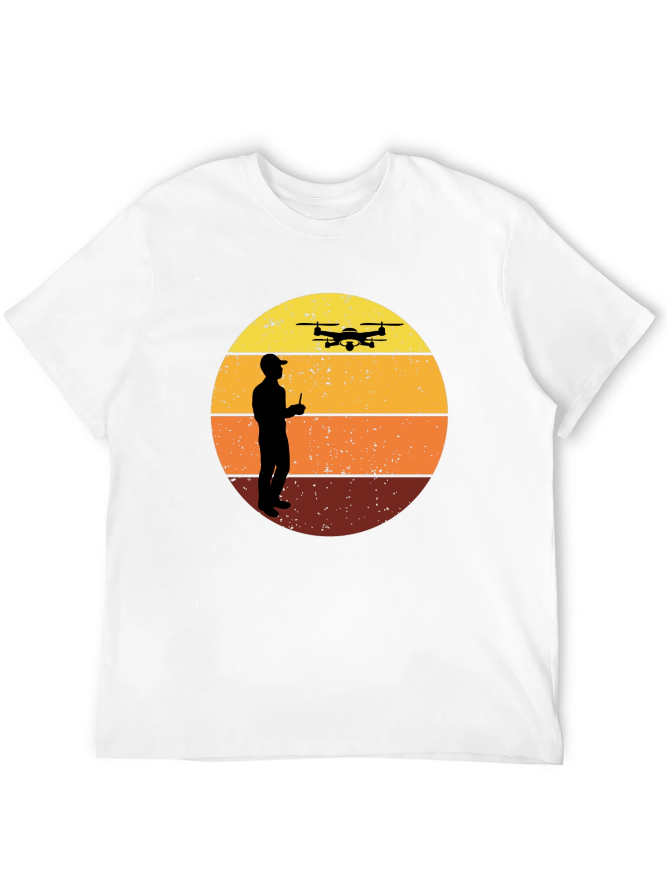 Retro Drone Pilot Graphic Tee - Black Crew Neck