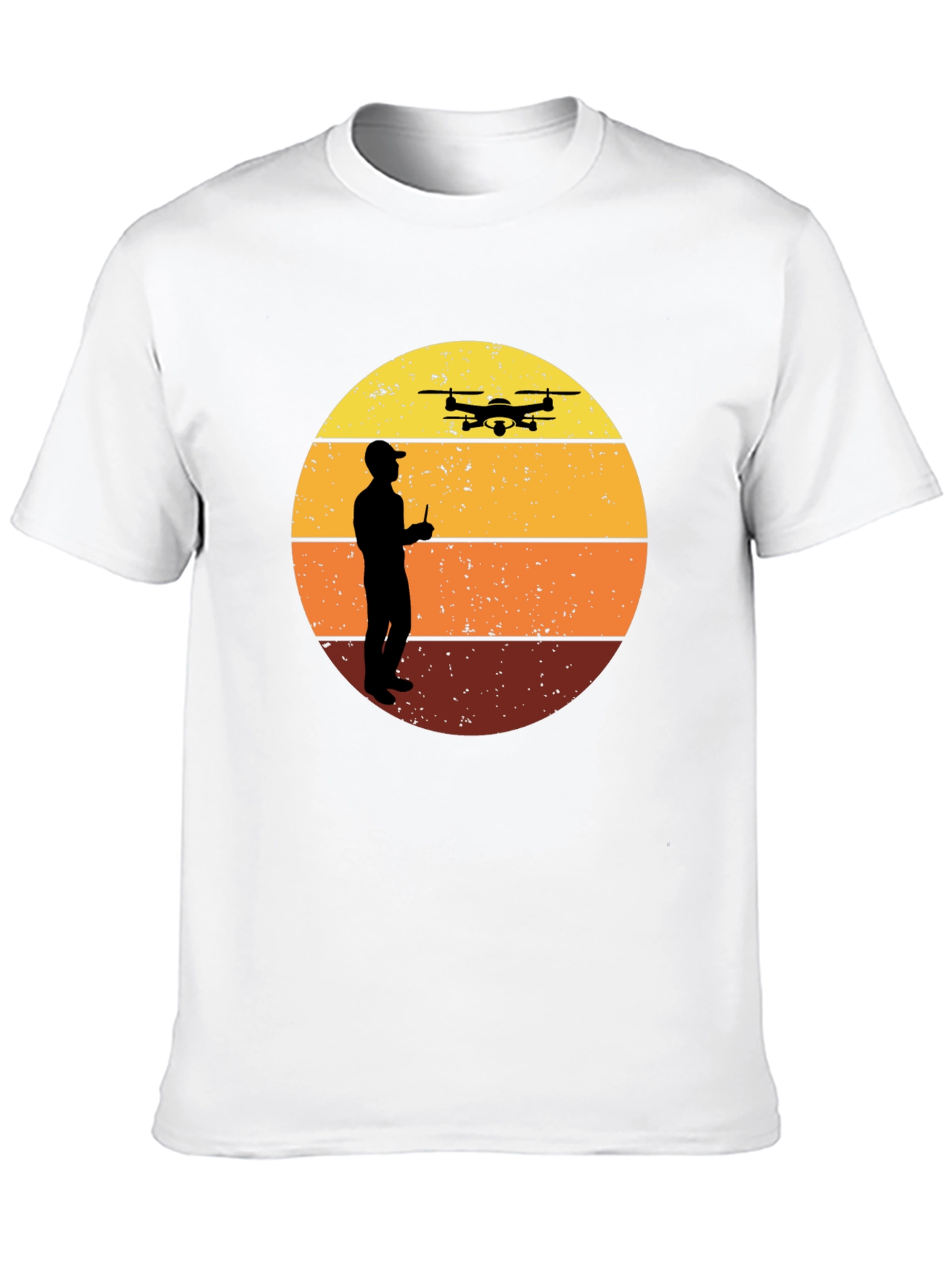 Retro Drone Pilot Graphic Tee - Black Crew Neck