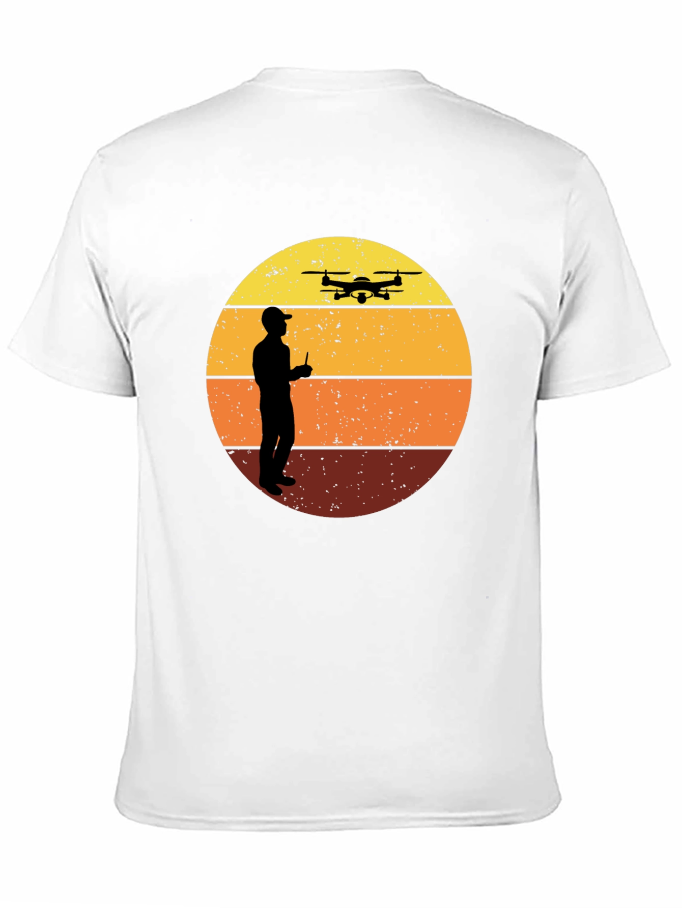 Retro Drone Pilot Graphic Tee - Black Crew Neck