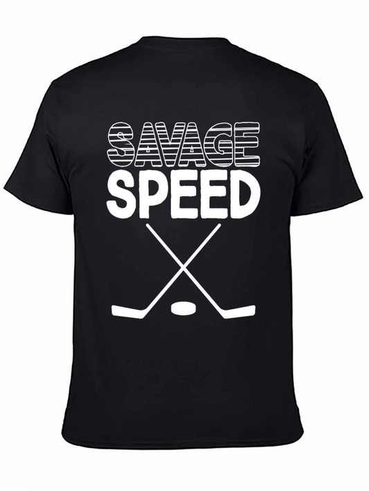Savage Speed Hockey T-Shirt - Black Cotton Graphic Tee
