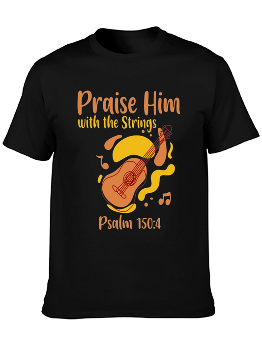 Praise Him Guitar T-Shirt - Psalm 150:4 Christian Tee