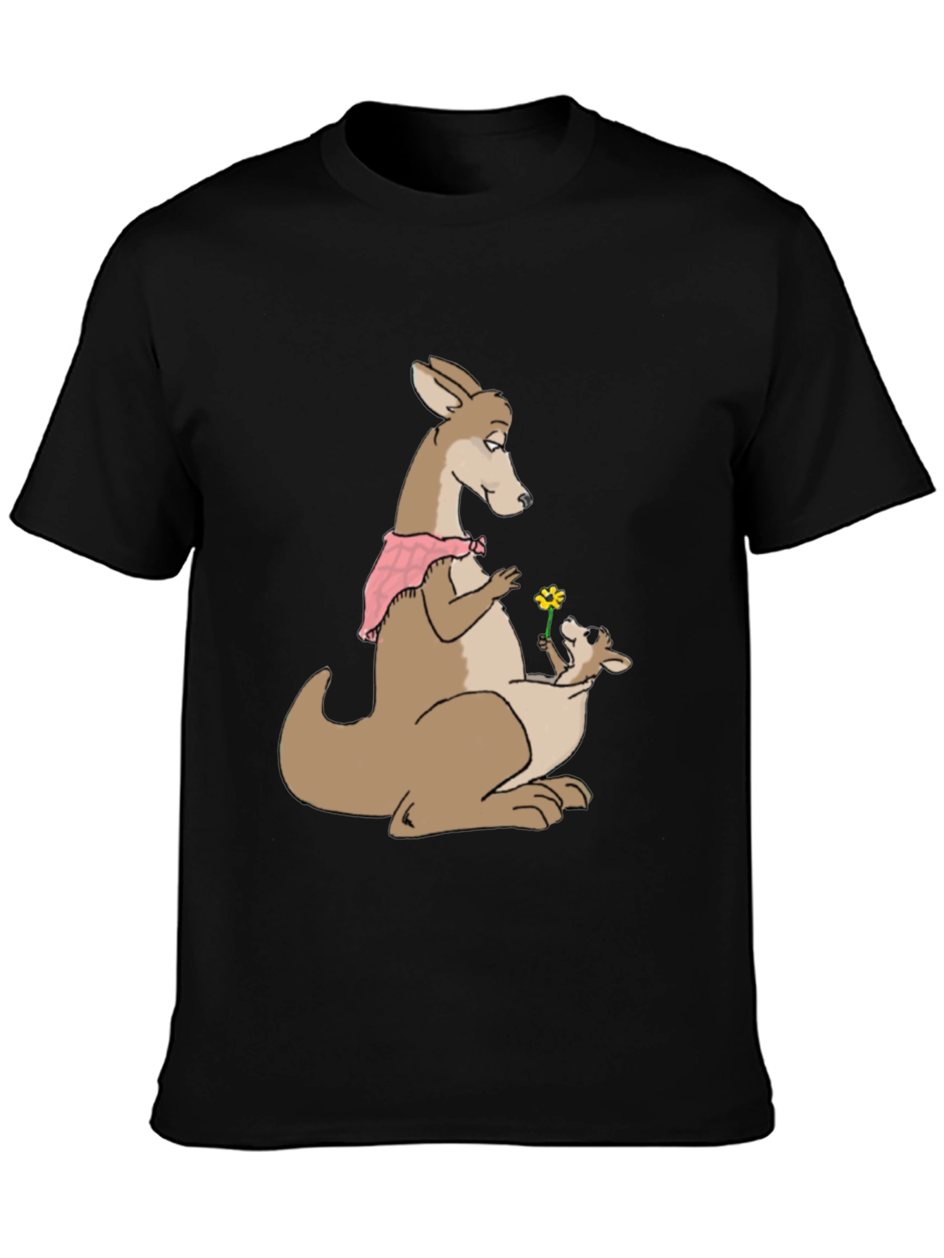 Kangaroo Mom & Baby T-Shirt - Cute Cartoon Design