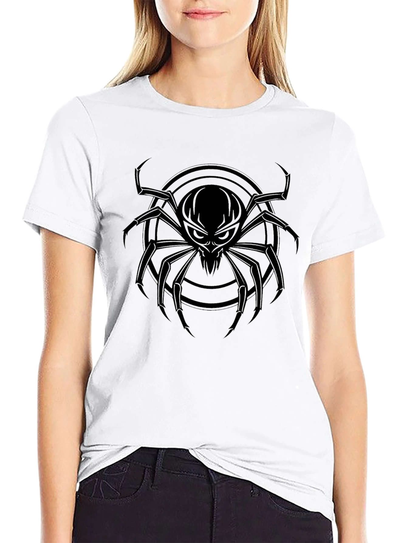 Mens Black Spider Graphic Tee - Creepy Cool Design