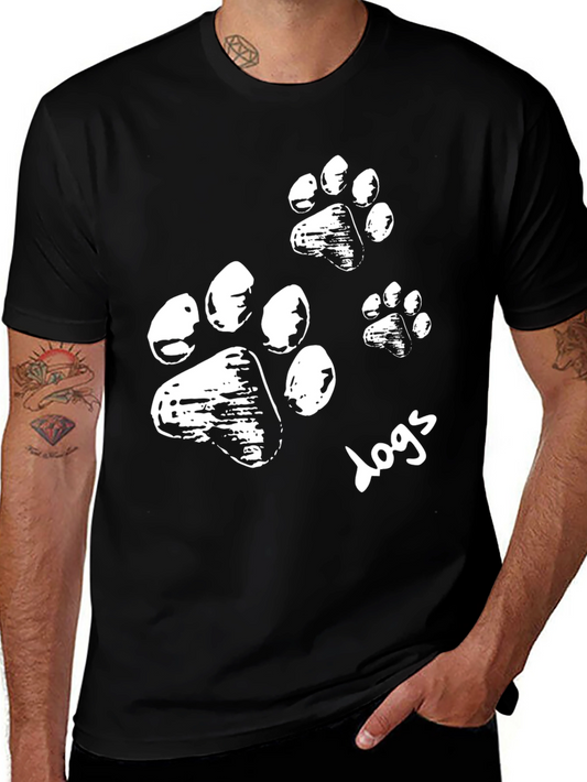 Dog Paw Print T-Shirt - Black