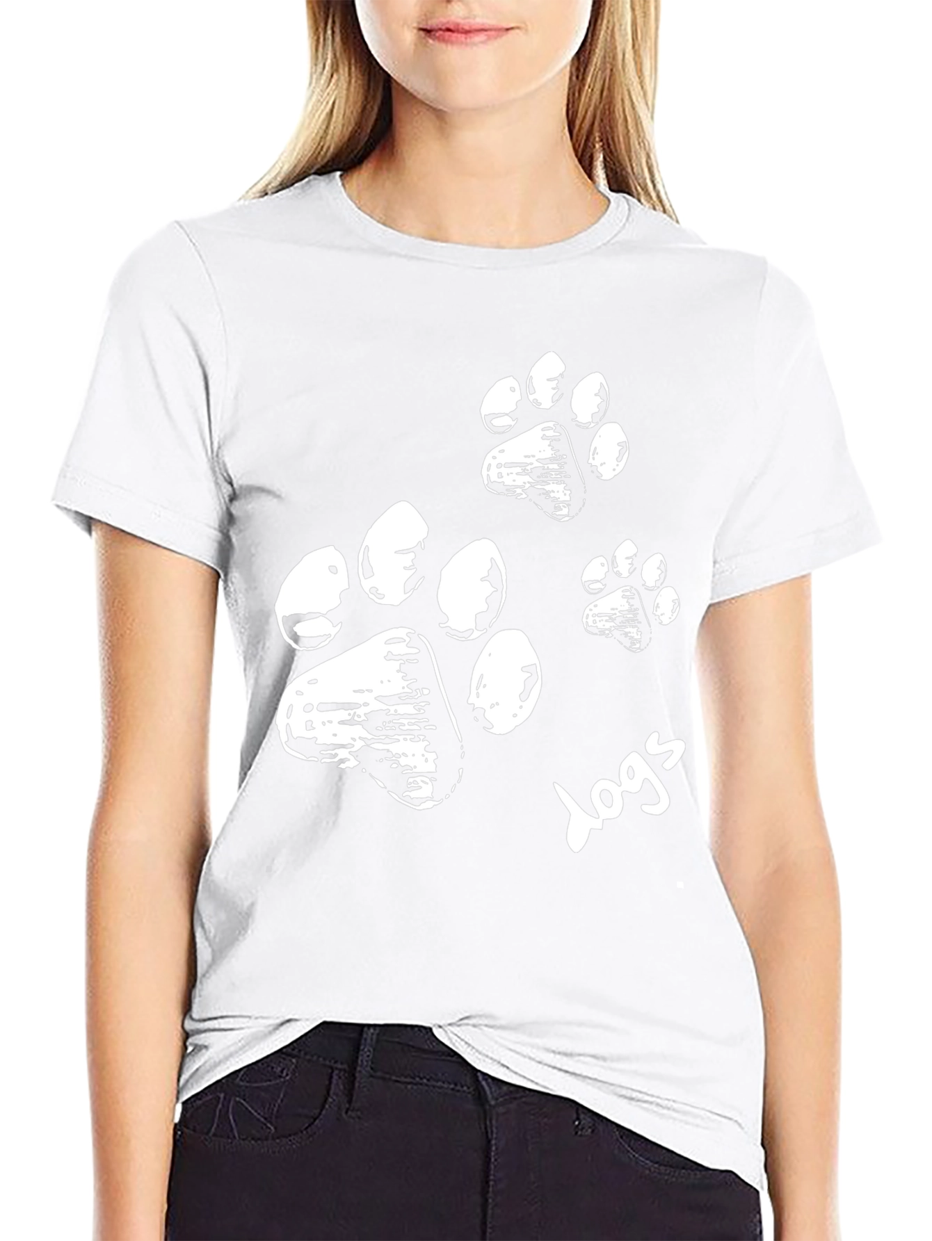 Dog Paw Print T-Shirt - Black