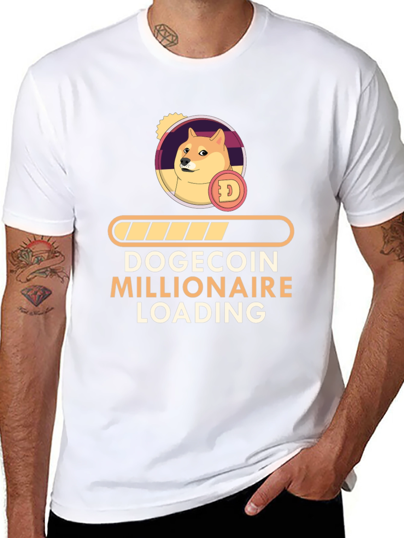 Dogecoin Millionaire Loading Black T-Shirt