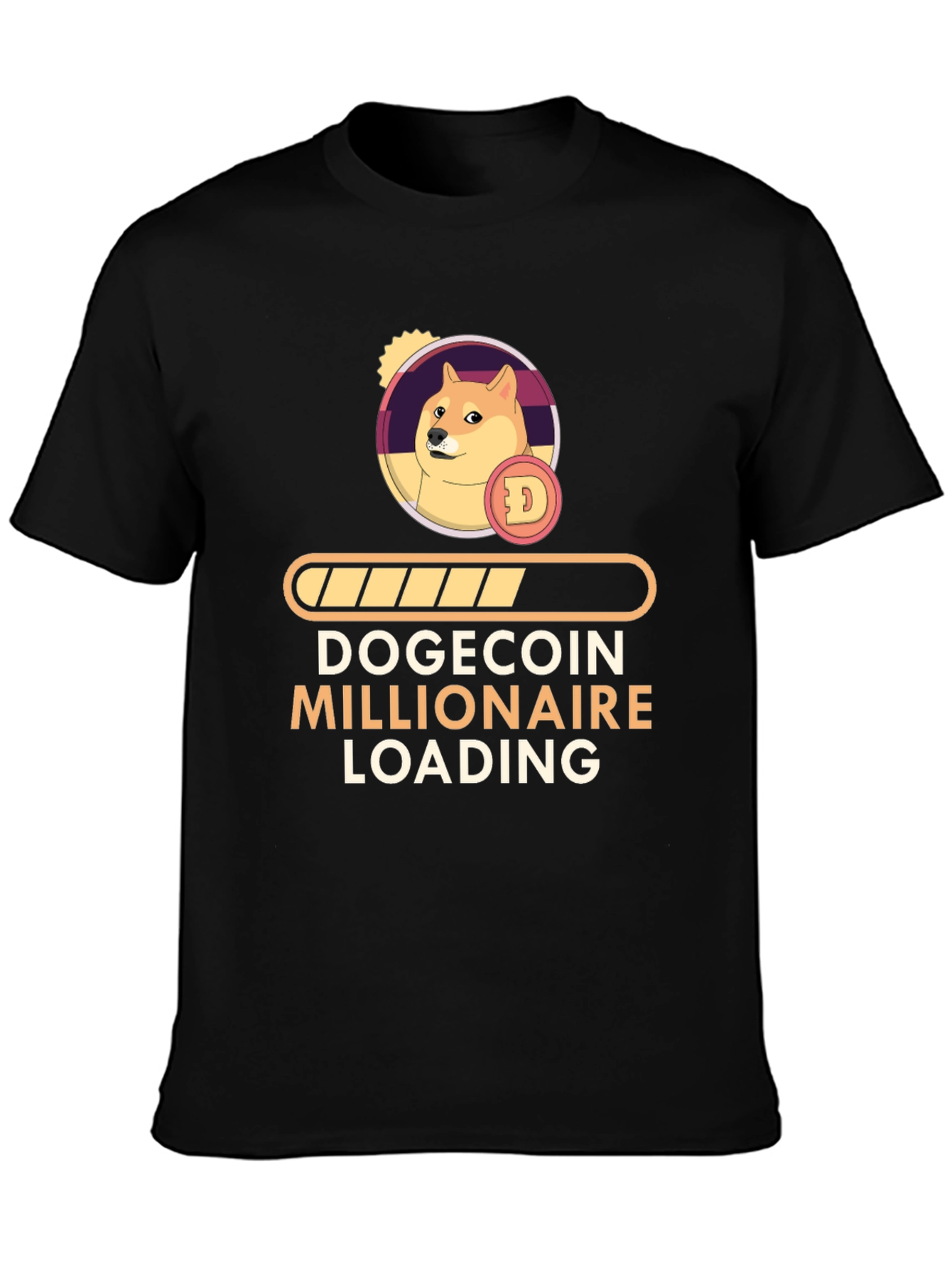 Dogecoin Millionaire Loading Black T-Shirt