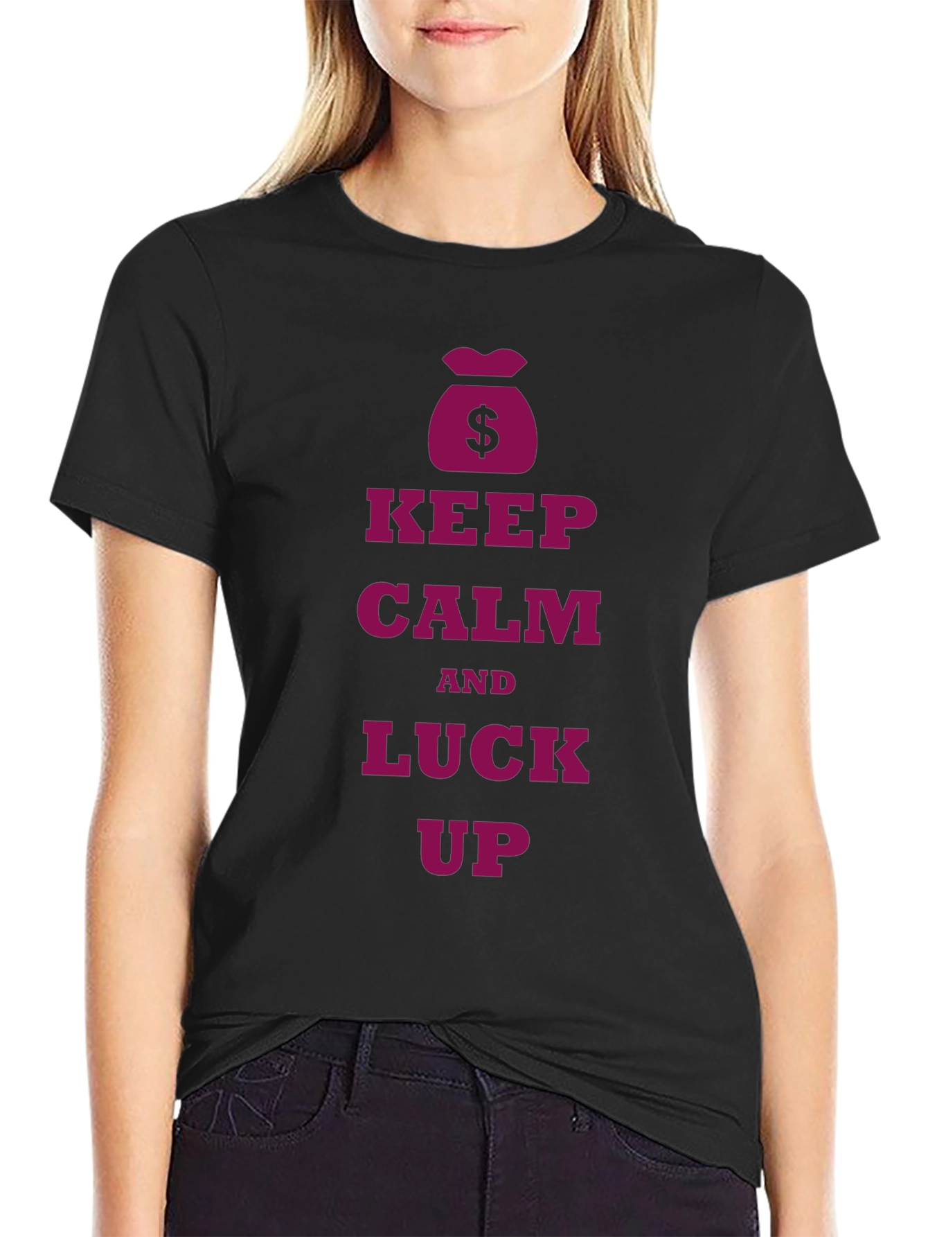 Keep Calm and Luck Up Black T-Shirt