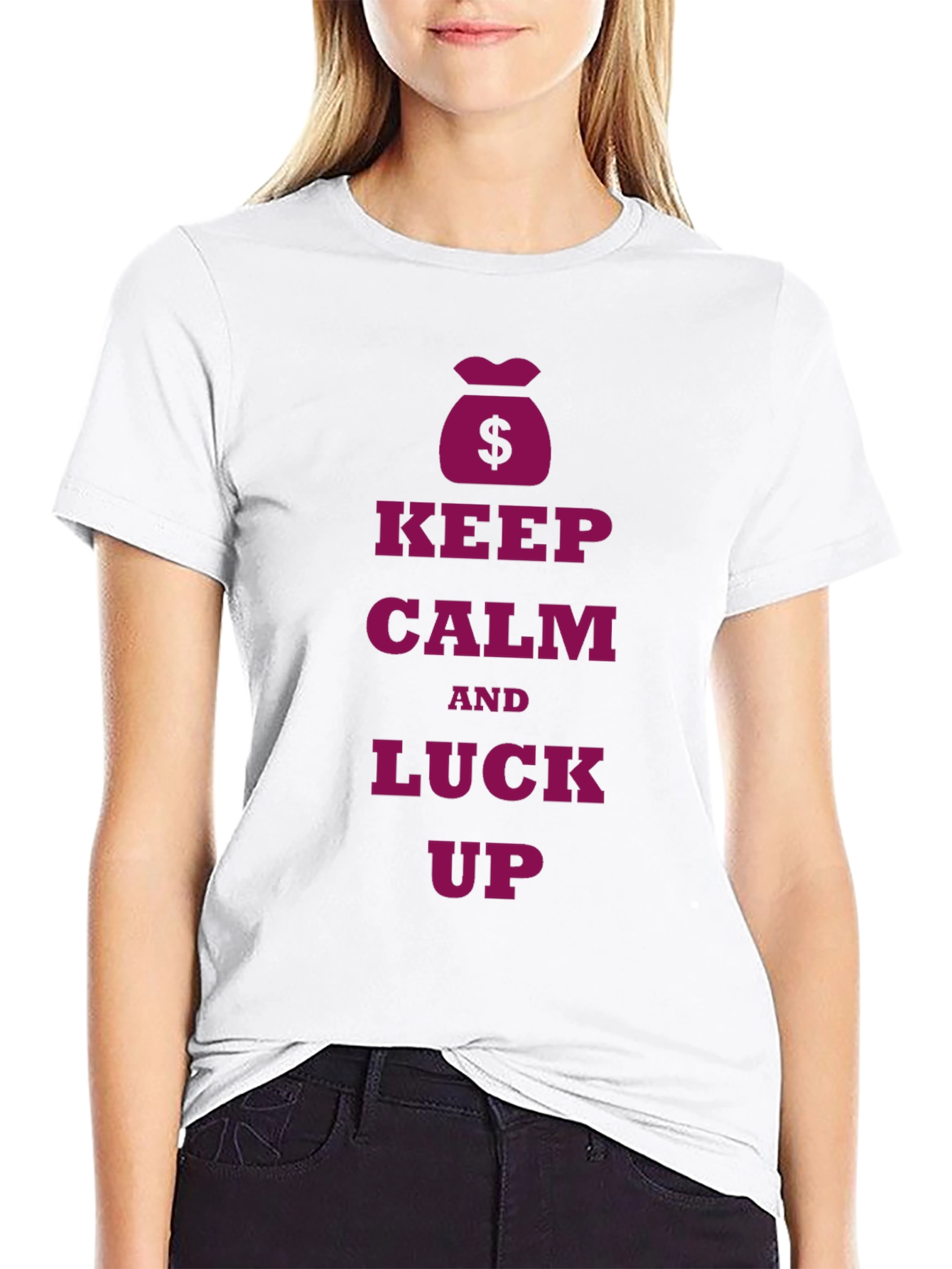 Keep Calm and Luck Up Black T-Shirt