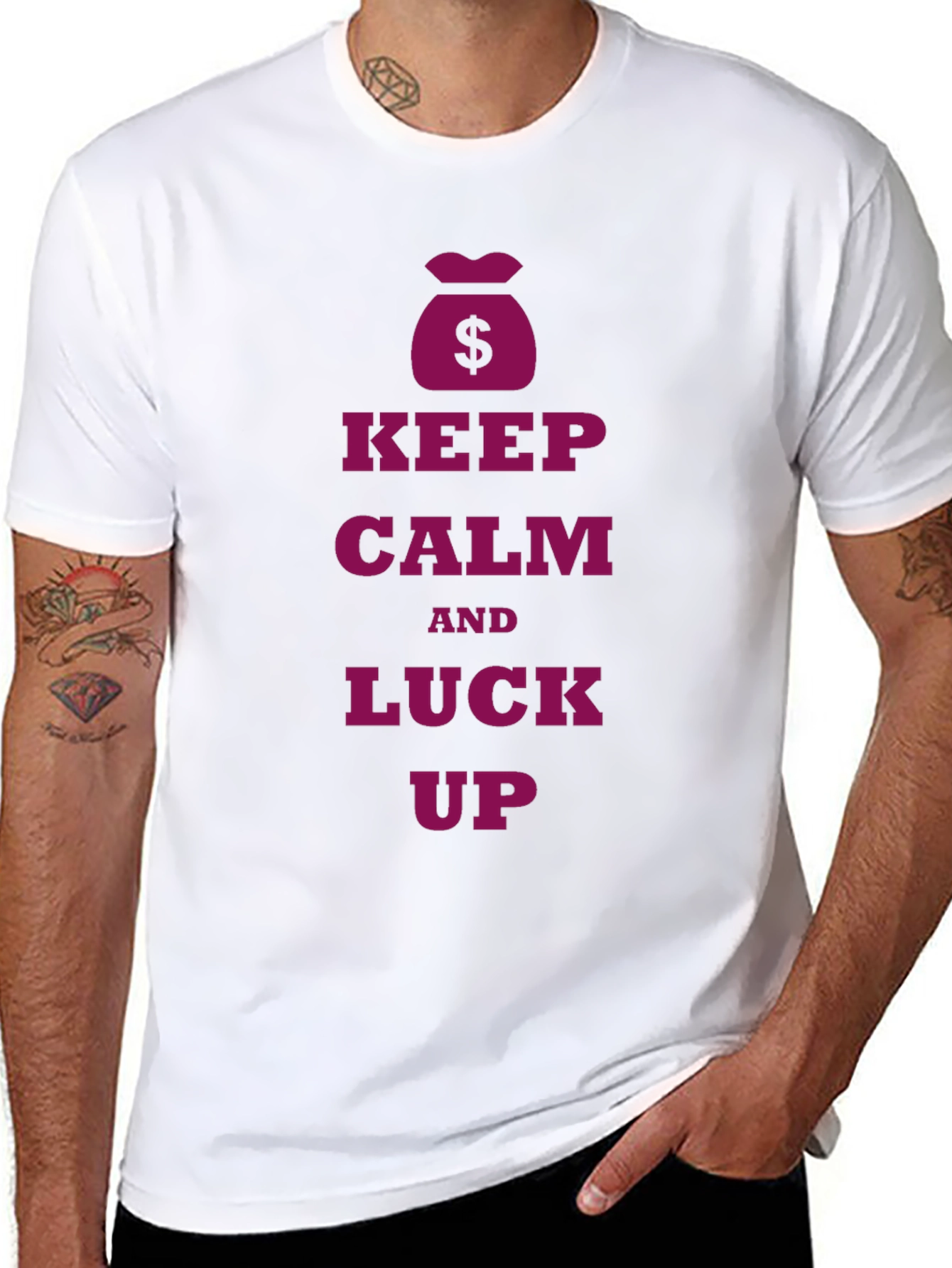 Keep Calm and Luck Up Black T-Shirt