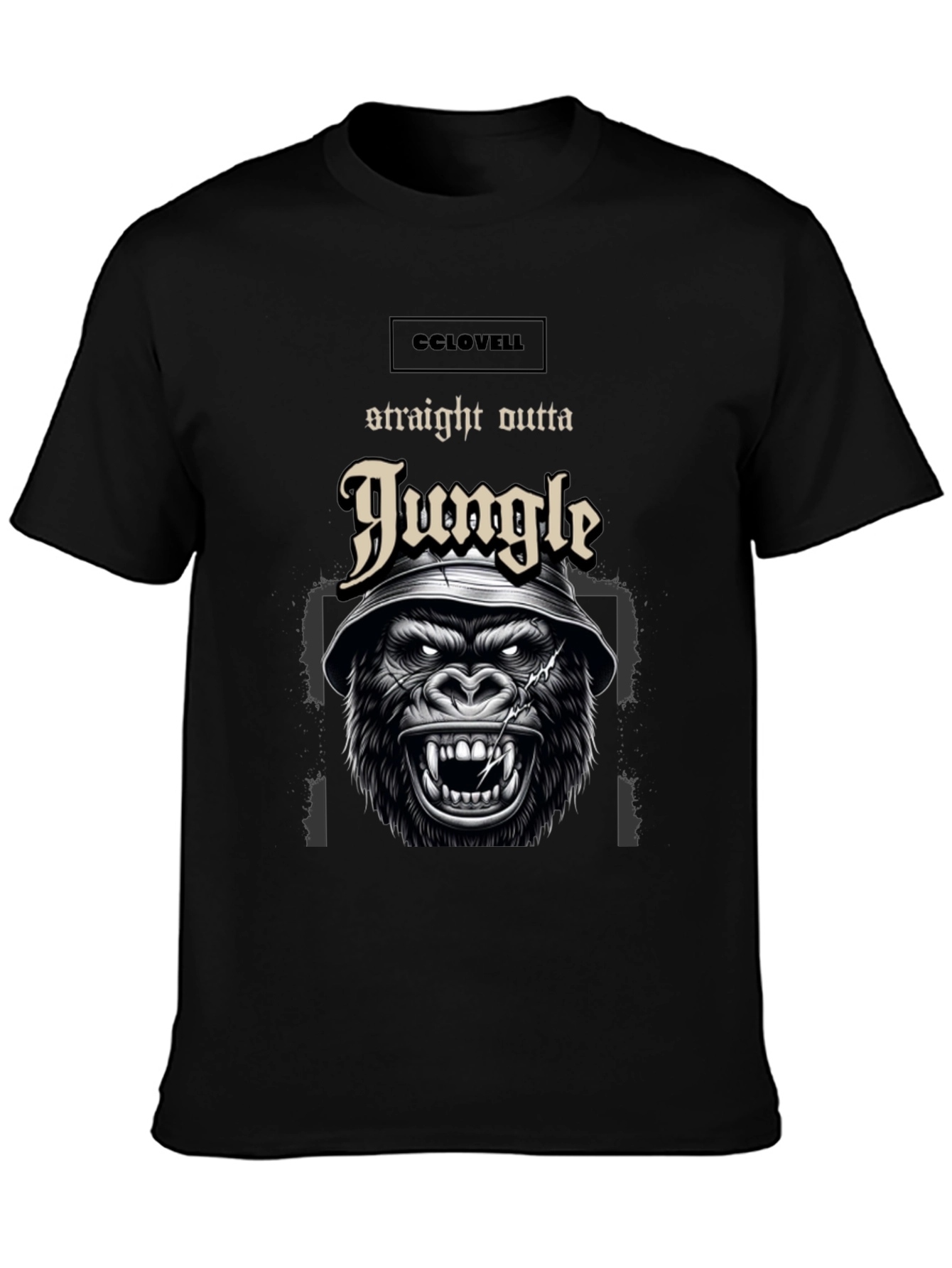 Straight Outta Jungle Gorilla Graphic Tee - Black