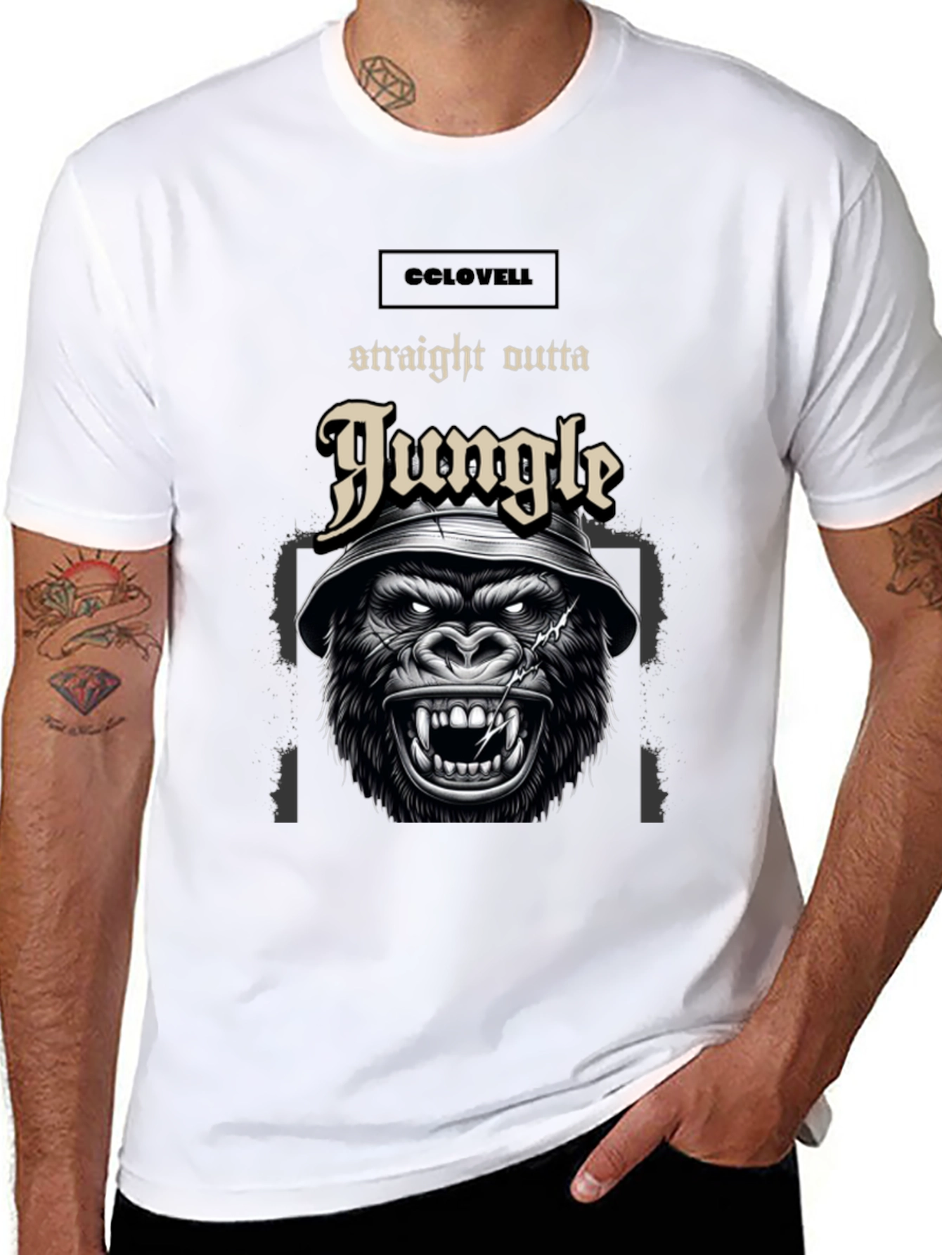Straight Outta Jungle Gorilla Graphic Tee - Black