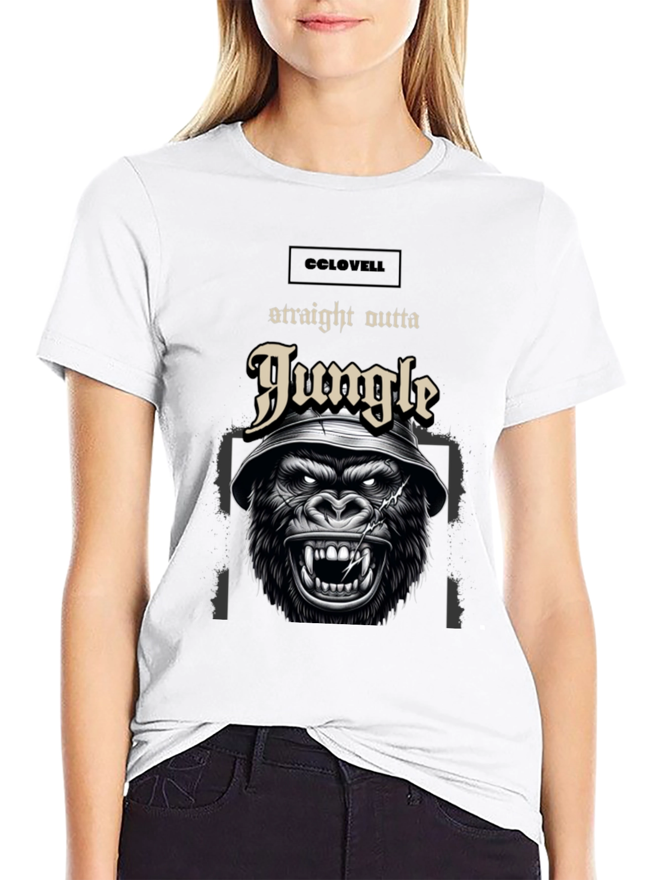 Straight Outta Jungle Gorilla Graphic Tee - Black