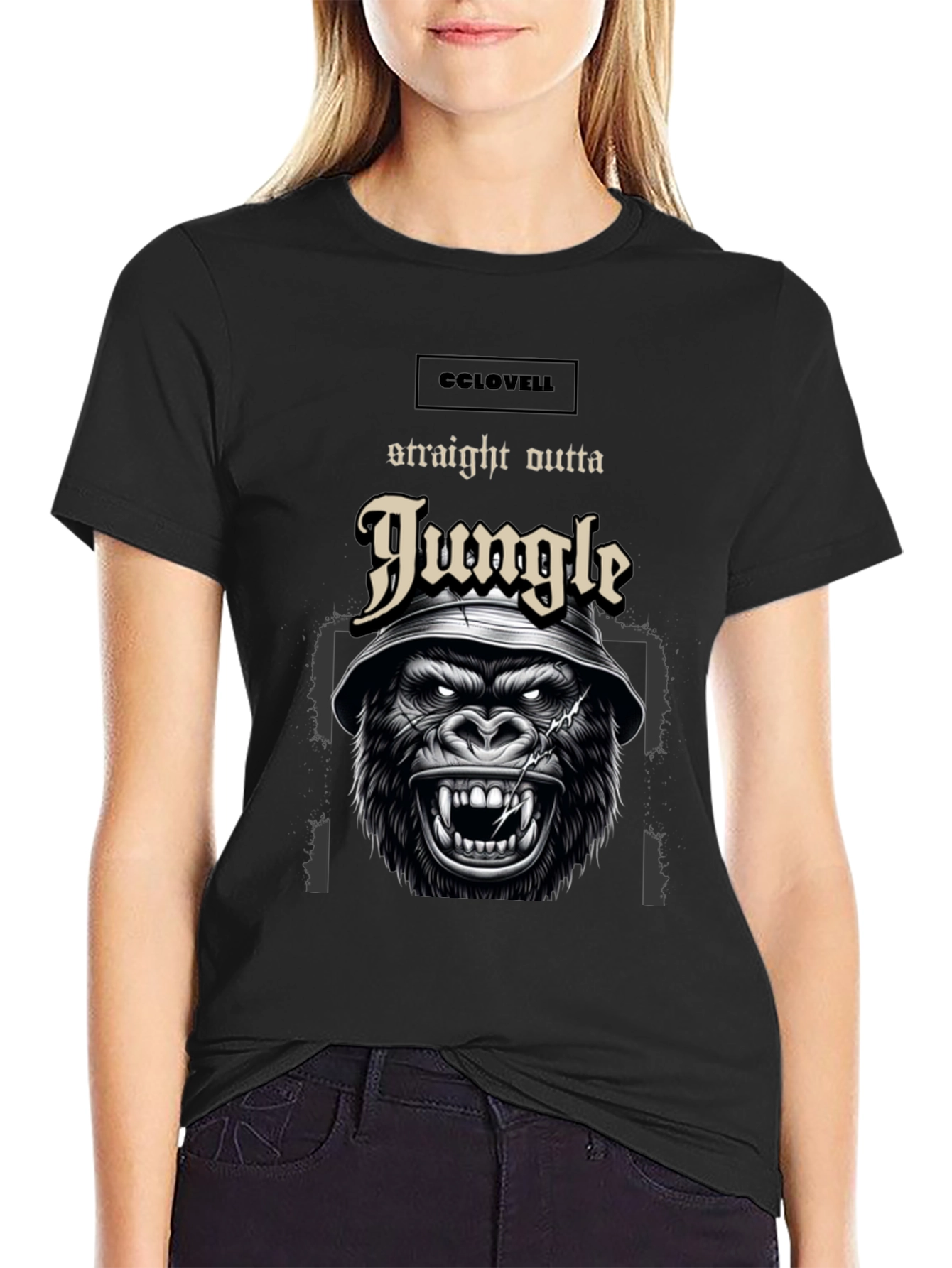 Straight Outta Jungle Gorilla Graphic Tee - Black