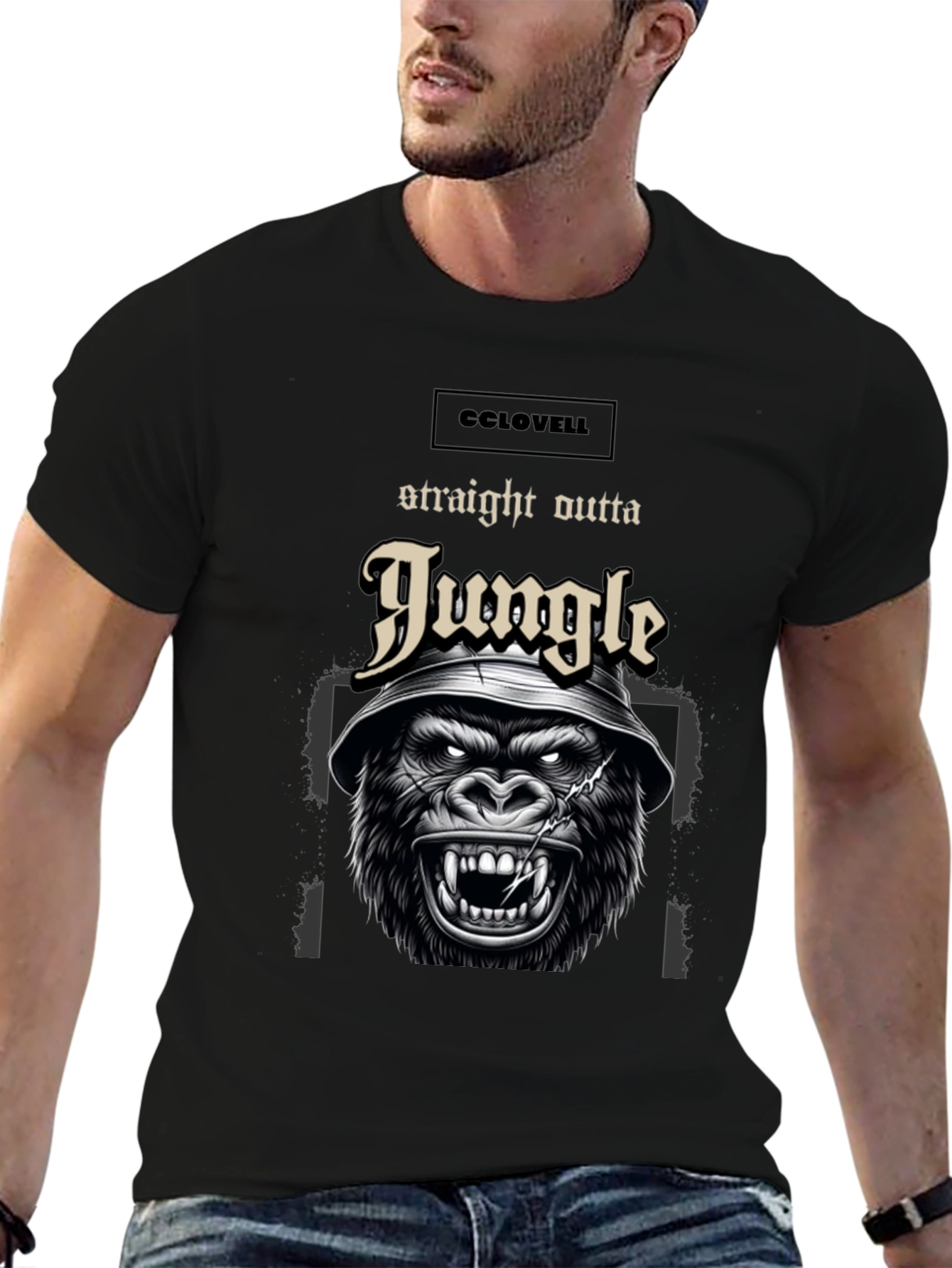 Straight Outta Jungle Gorilla Graphic Tee - Black