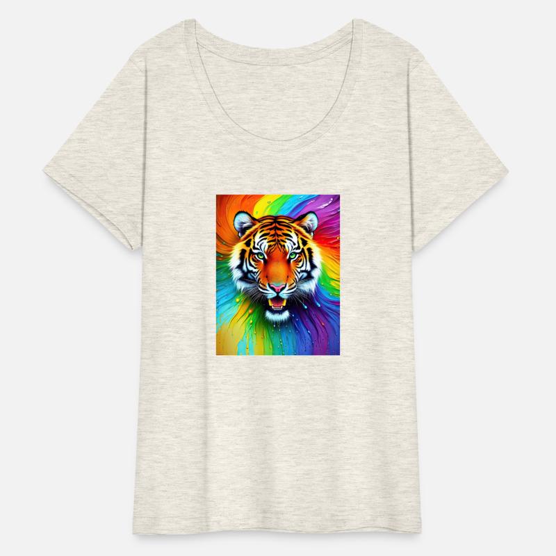 Tiger with rainbow splashes of colors