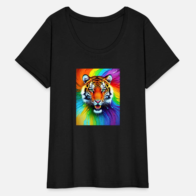 Tiger with rainbow splashes of colors