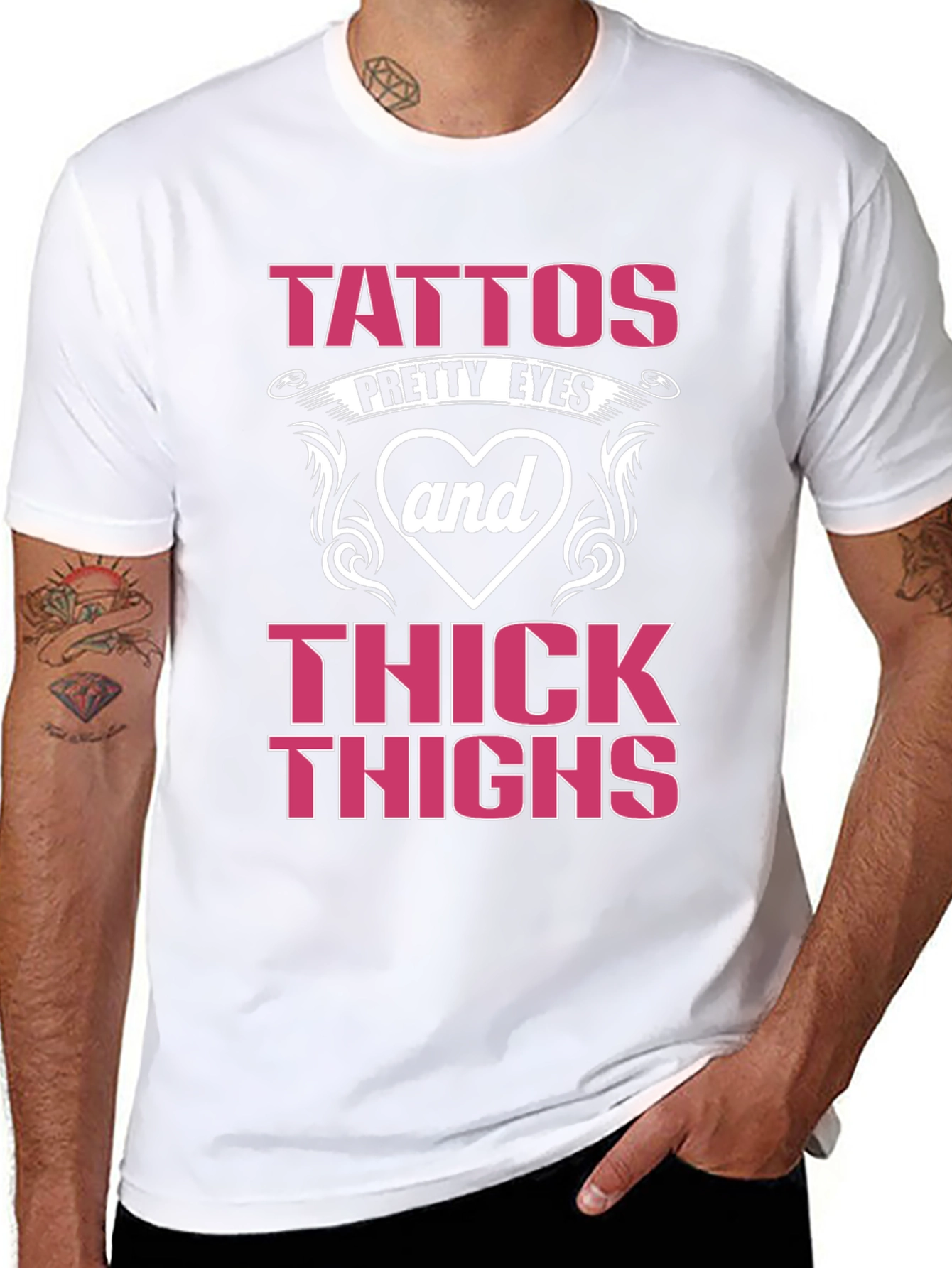 Tattoos Pretty Eyes and Thick Thighs Graphic Tee