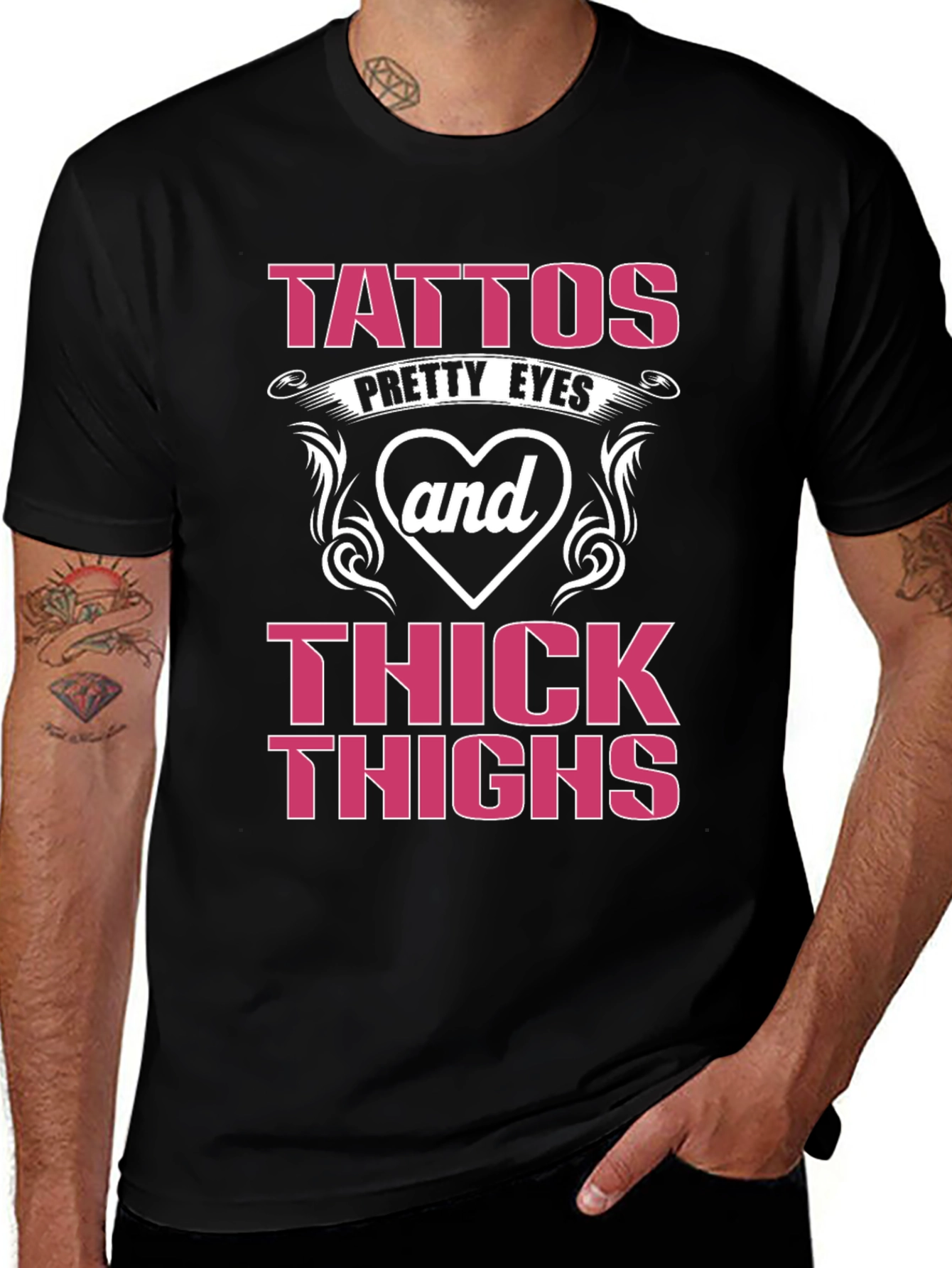 Tattoos Pretty Eyes and Thick Thighs Graphic Tee