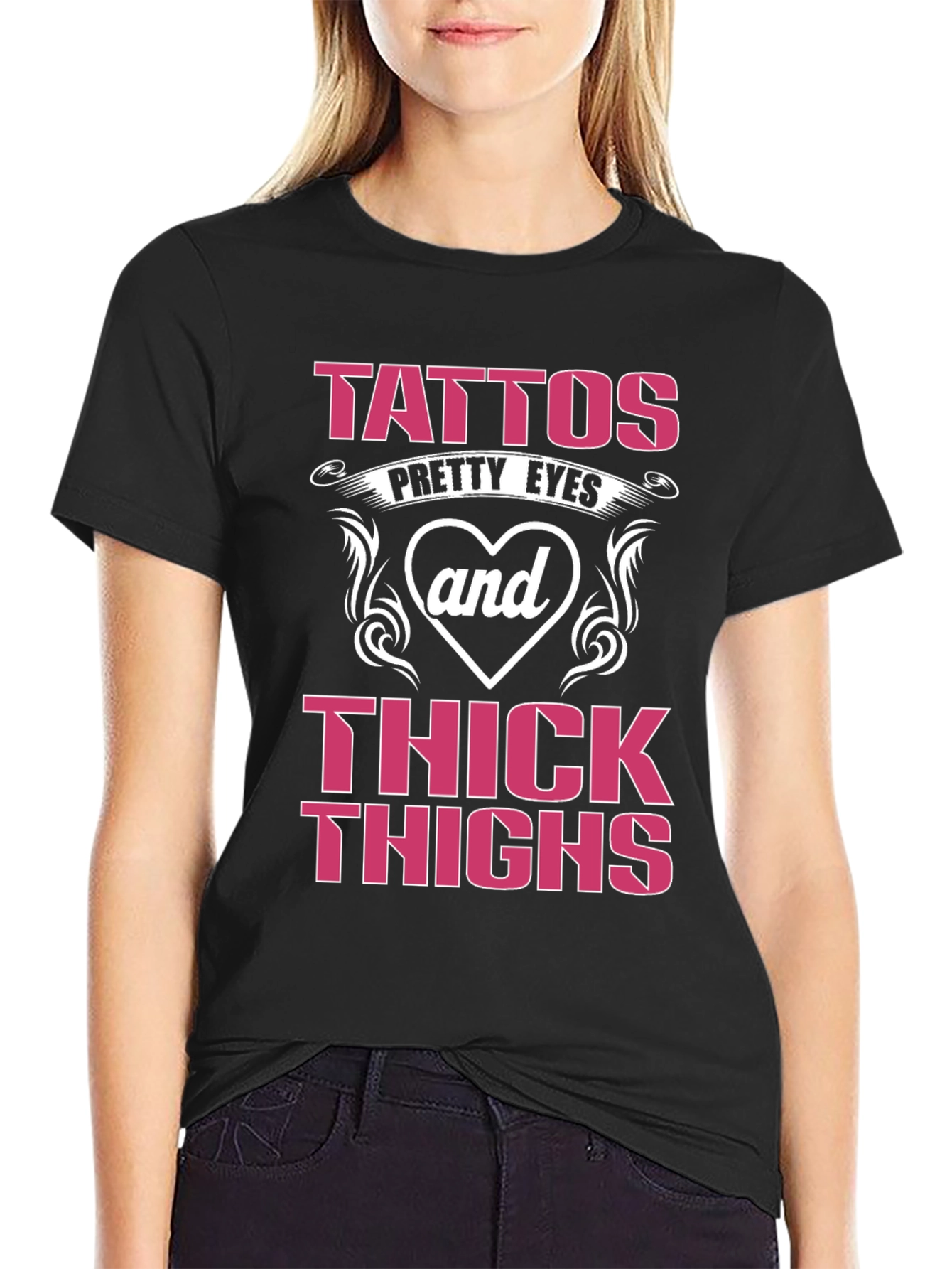 Tattoos Pretty Eyes and Thick Thighs Graphic Tee