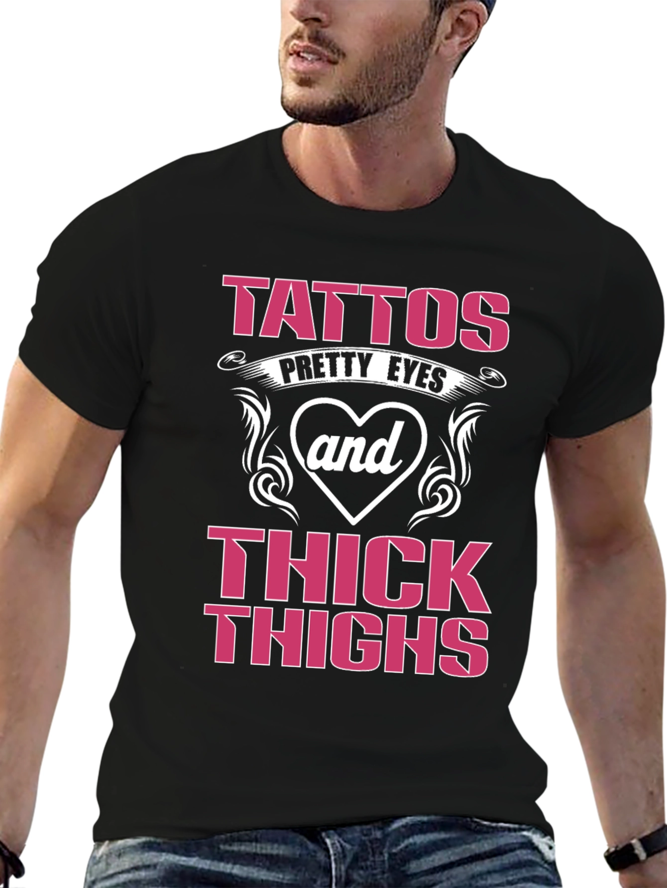Tattoos Pretty Eyes and Thick Thighs Graphic Tee